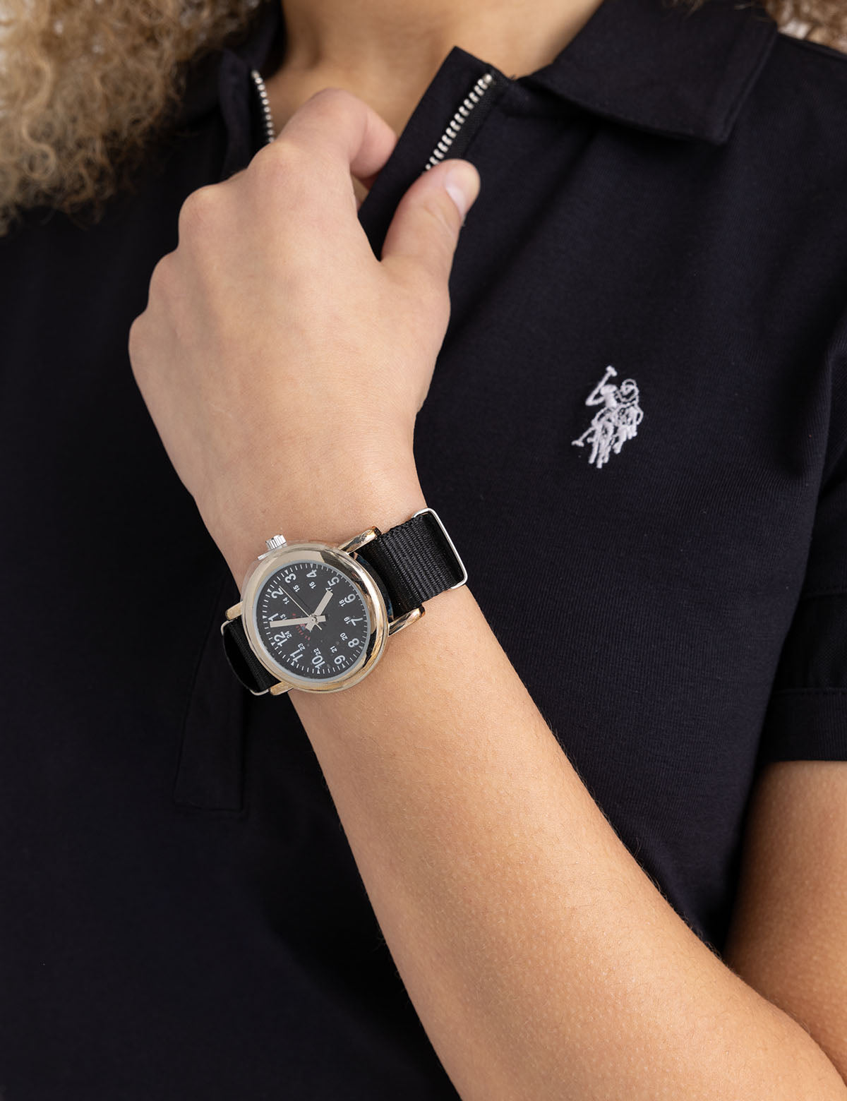 Black Nylon Strap Watch for Kids | USPA Junior