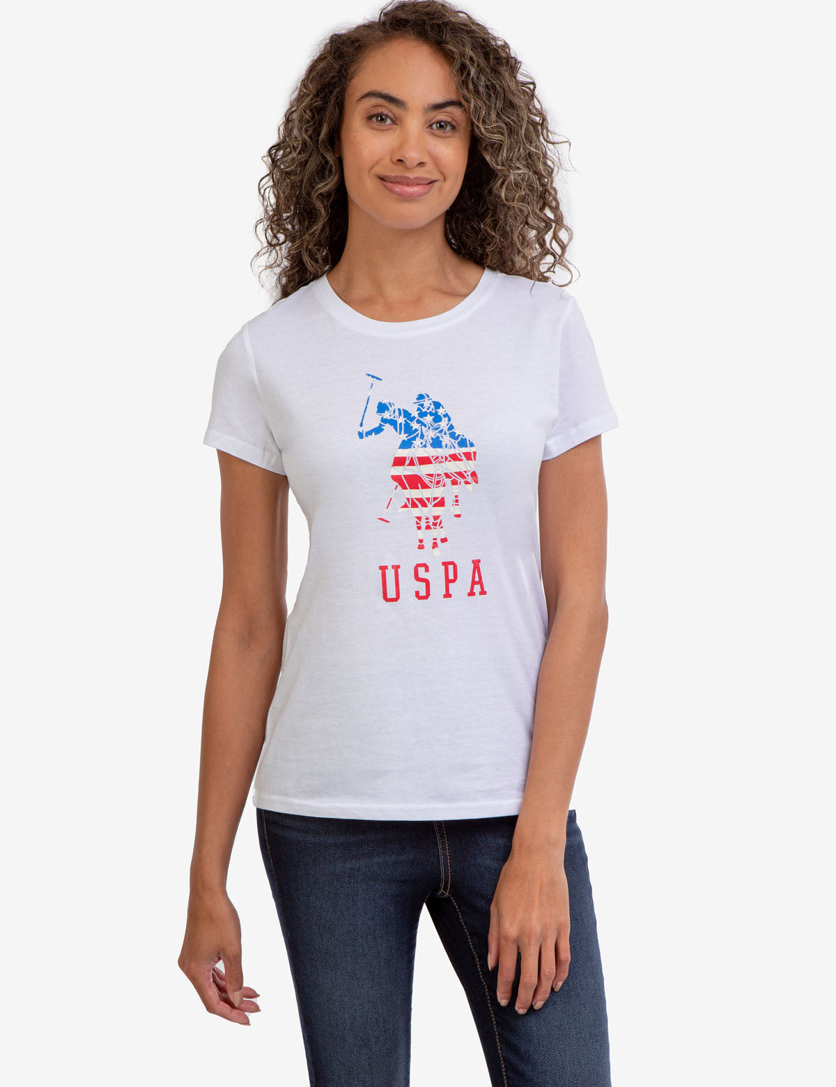 USPA Flag Graphic Crew Neck T-Shirt | Short Sleeve Cotton Tee