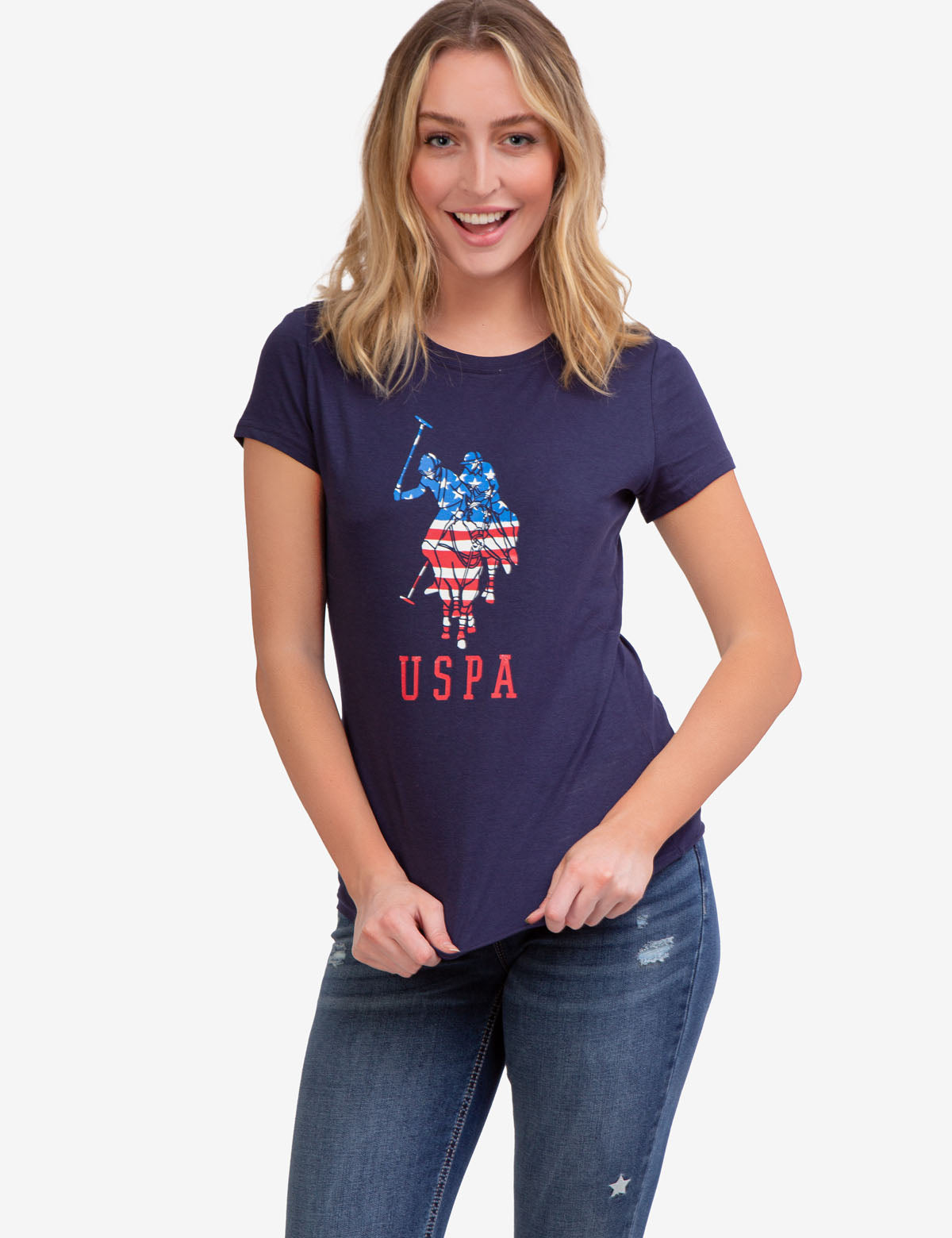 USPA Flag Graphic Crew Neck T-Shirt | Short Sleeve Cotton Tee
