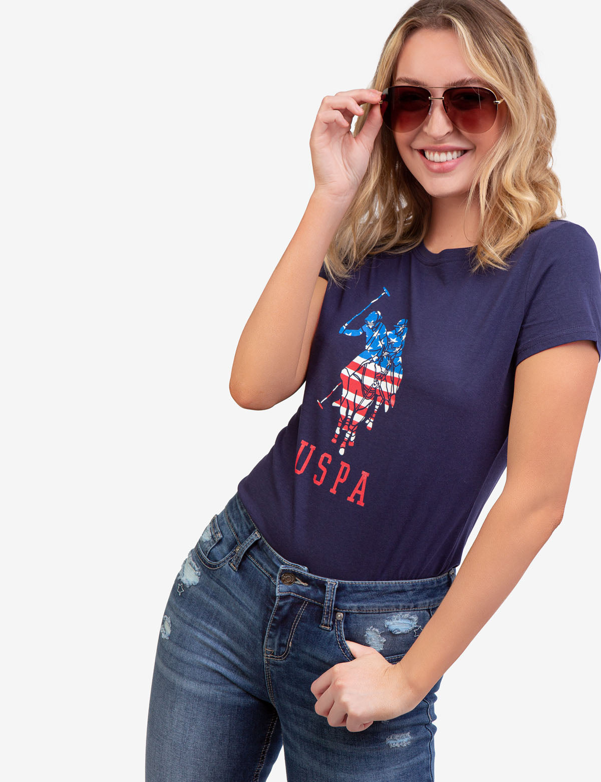 USPA Flag Graphic Crew Neck T-Shirt | Short Sleeve Cotton Tee