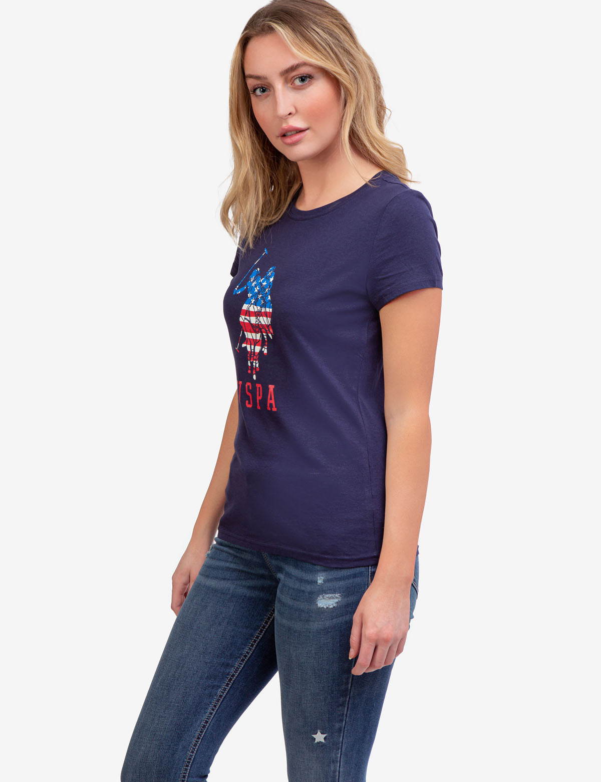 USPA Flag Graphic Crew Neck T-Shirt | Short Sleeve Cotton Tee