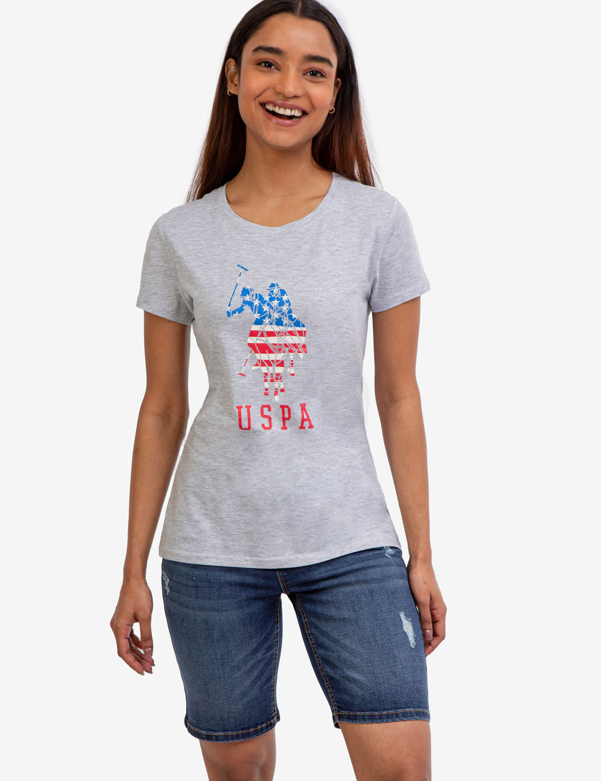 USPA Flag Graphic Crew Neck T-Shirt | Short Sleeve Cotton Tee