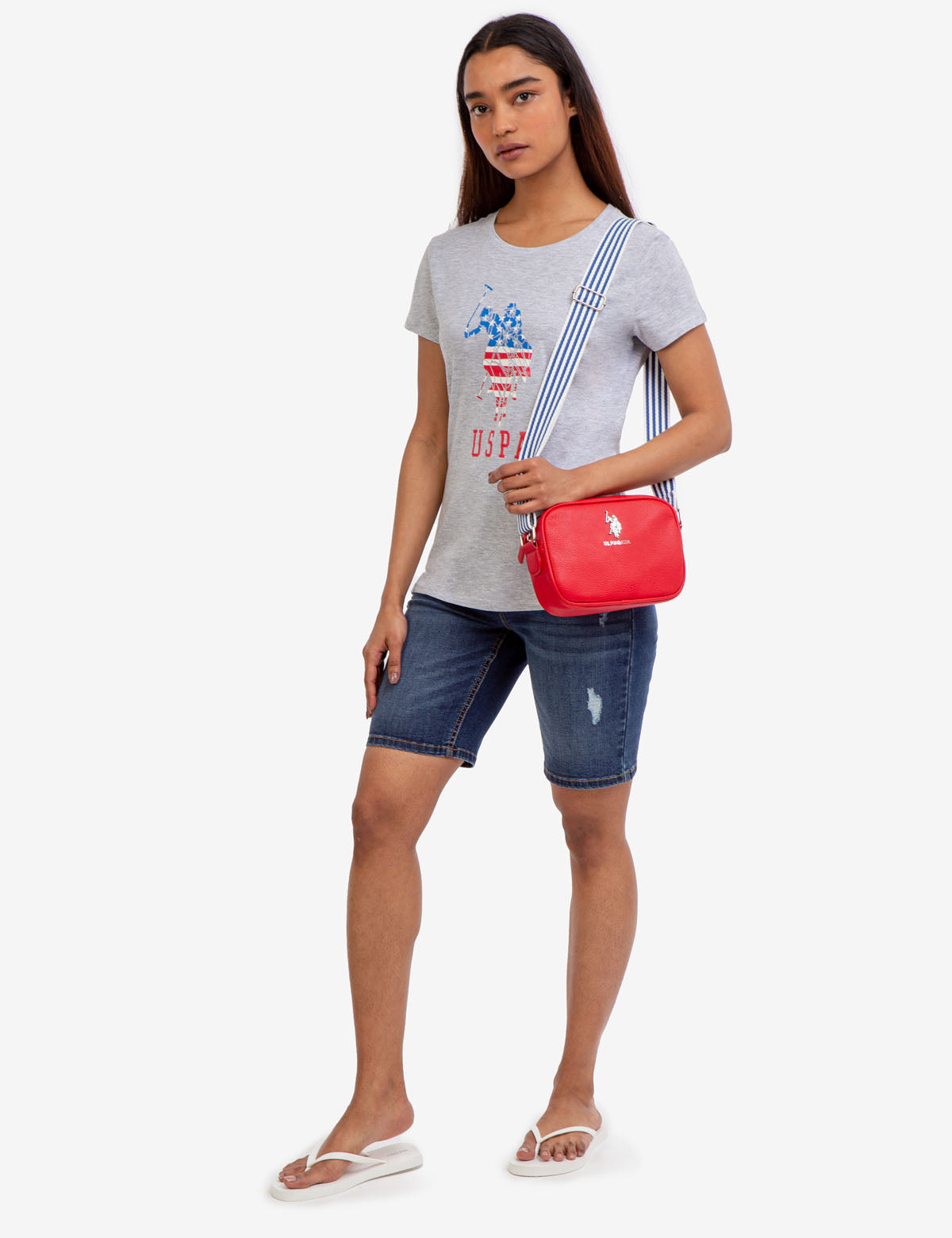 USPA Flag Graphic Crew Neck T-Shirt | Short Sleeve Cotton Tee