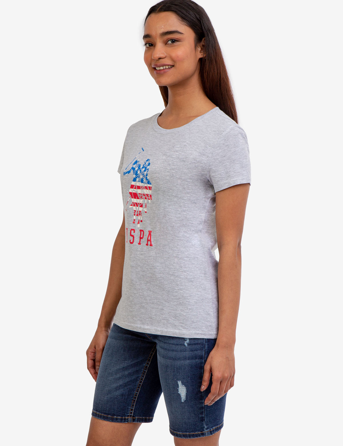 USPA Flag Graphic Crew Neck T-Shirt | Short Sleeve Cotton Tee