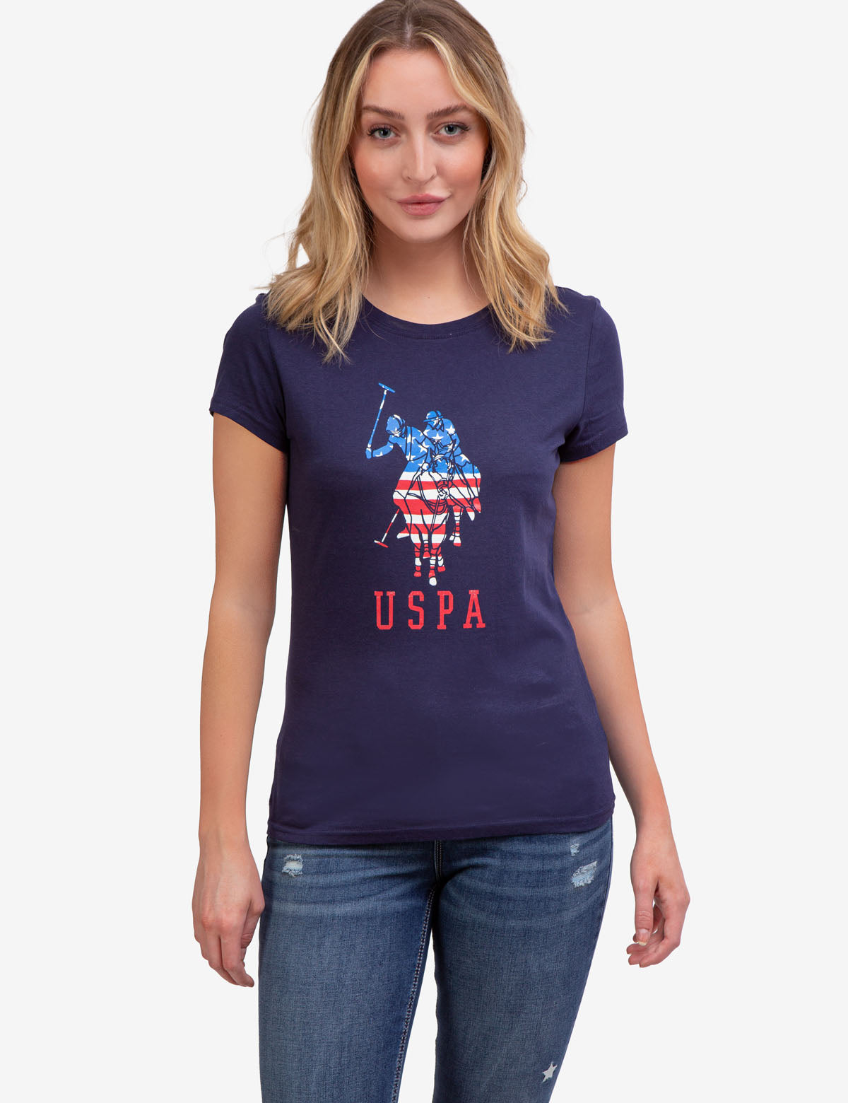USPA Flag Graphic Crew Neck T-Shirt | Short Sleeve Cotton Tee