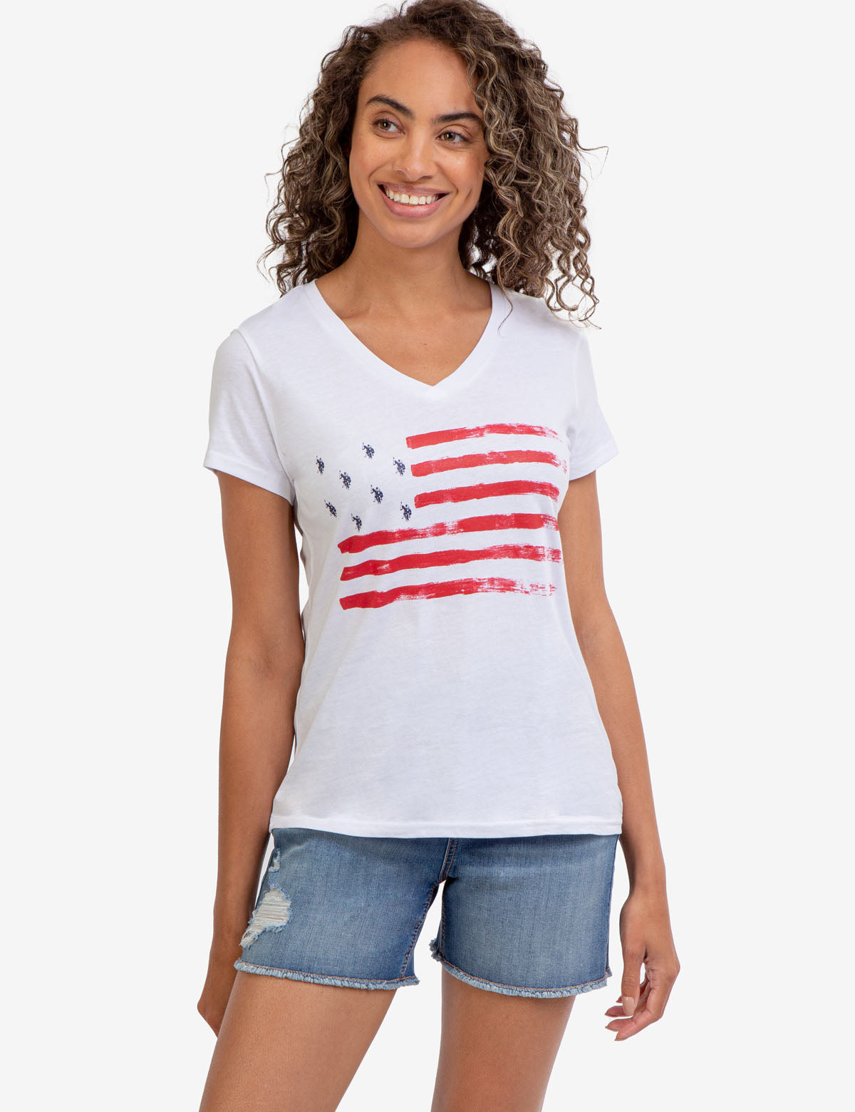 USPA Flag Graphic V-Neck T-Shirt for Men | Patriotic Tee