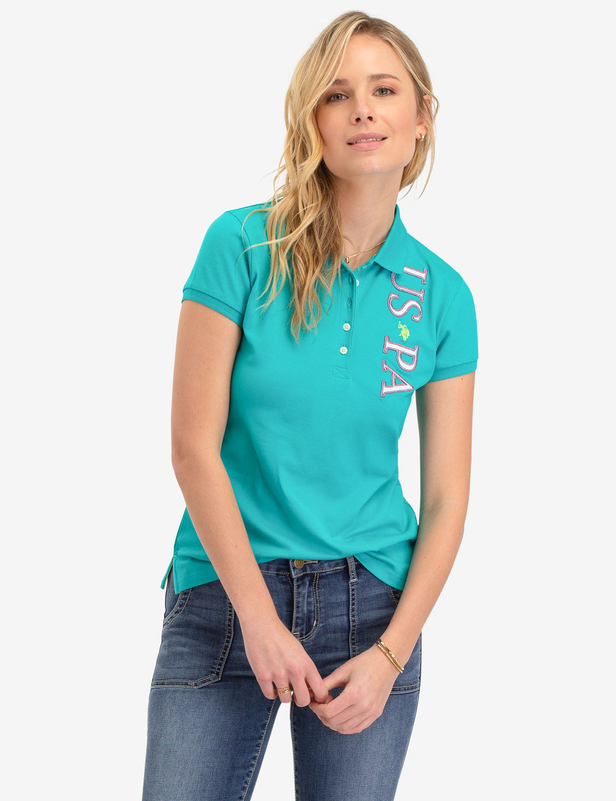 Classic USPA Logo Polo Shirt with Button Placket & Ventilated Hem