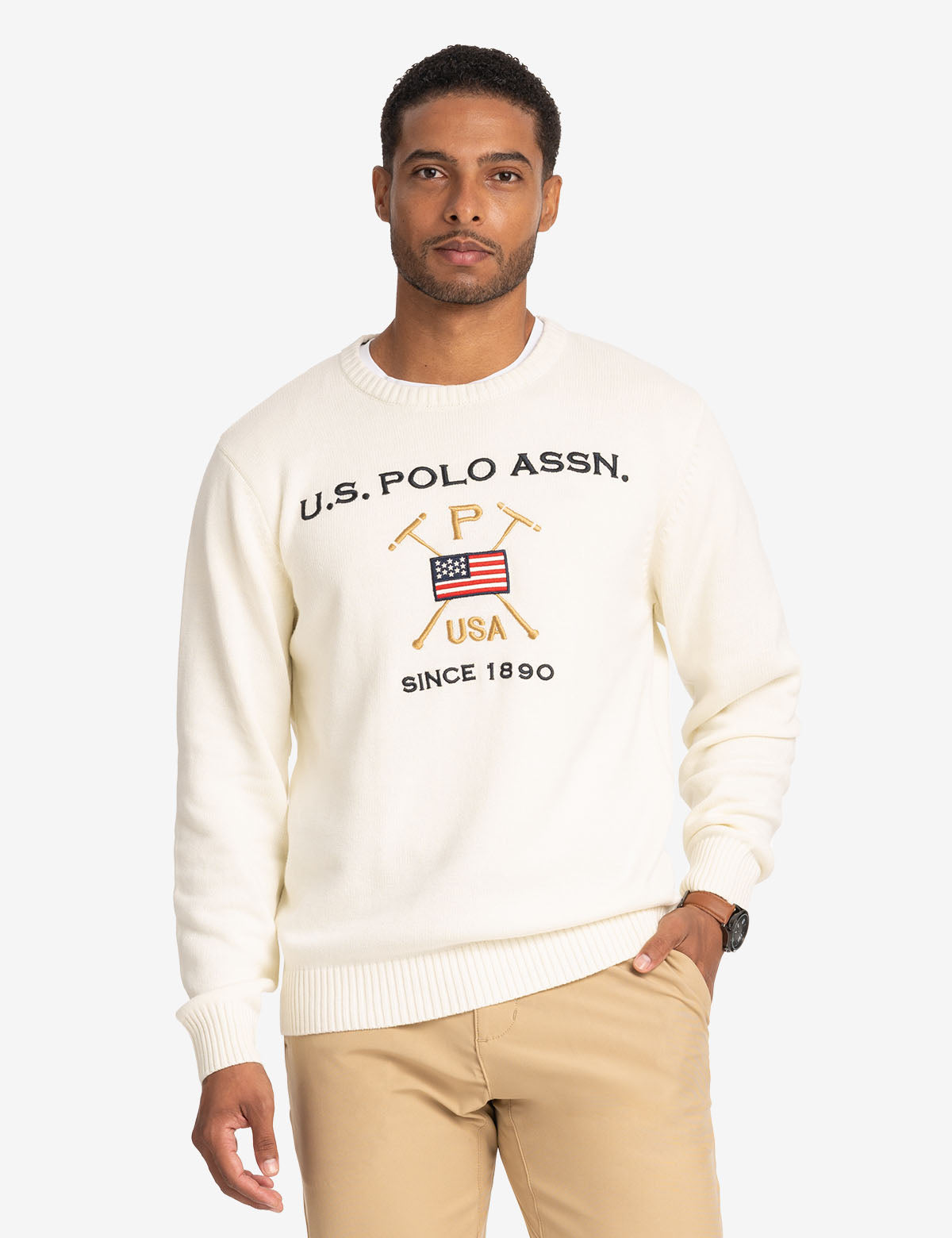 USPA Mallet Crew Neck Sweater for Men | Classic Knit Pullover
