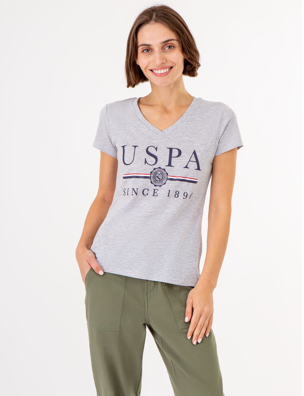 Men's V-Neck T-Shirt with Medallion Detail | USPA Collection