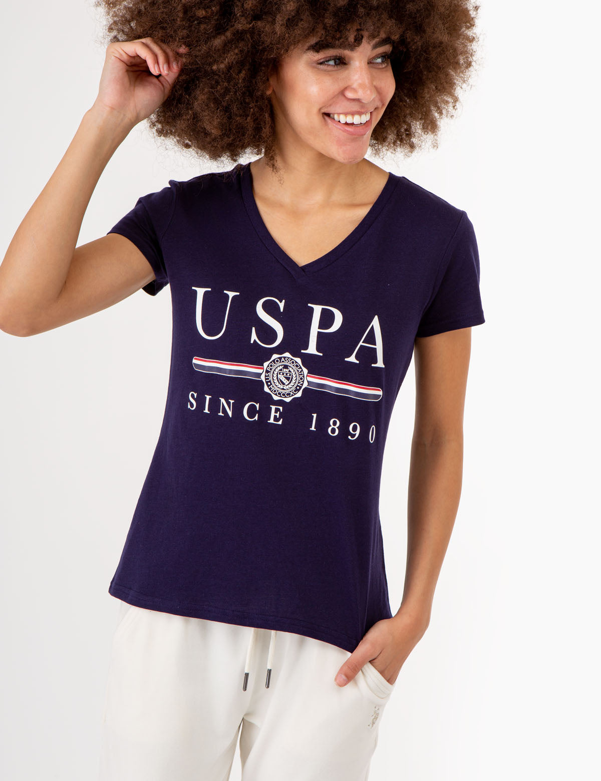Men's V-Neck T-Shirt with Medallion Detail | USPA Collection