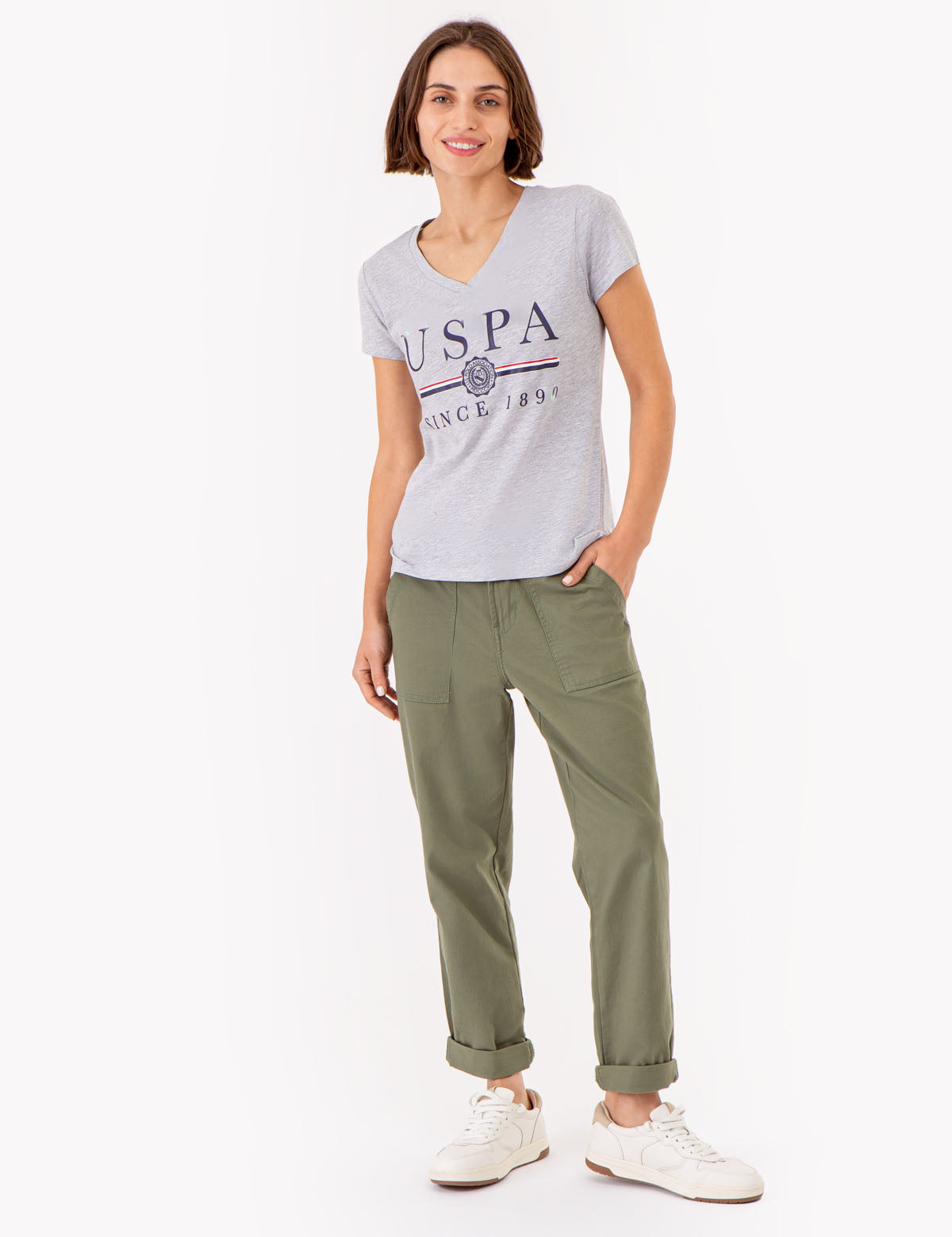 Men's V-Neck T-Shirt with Medallion Detail | USPA Collection