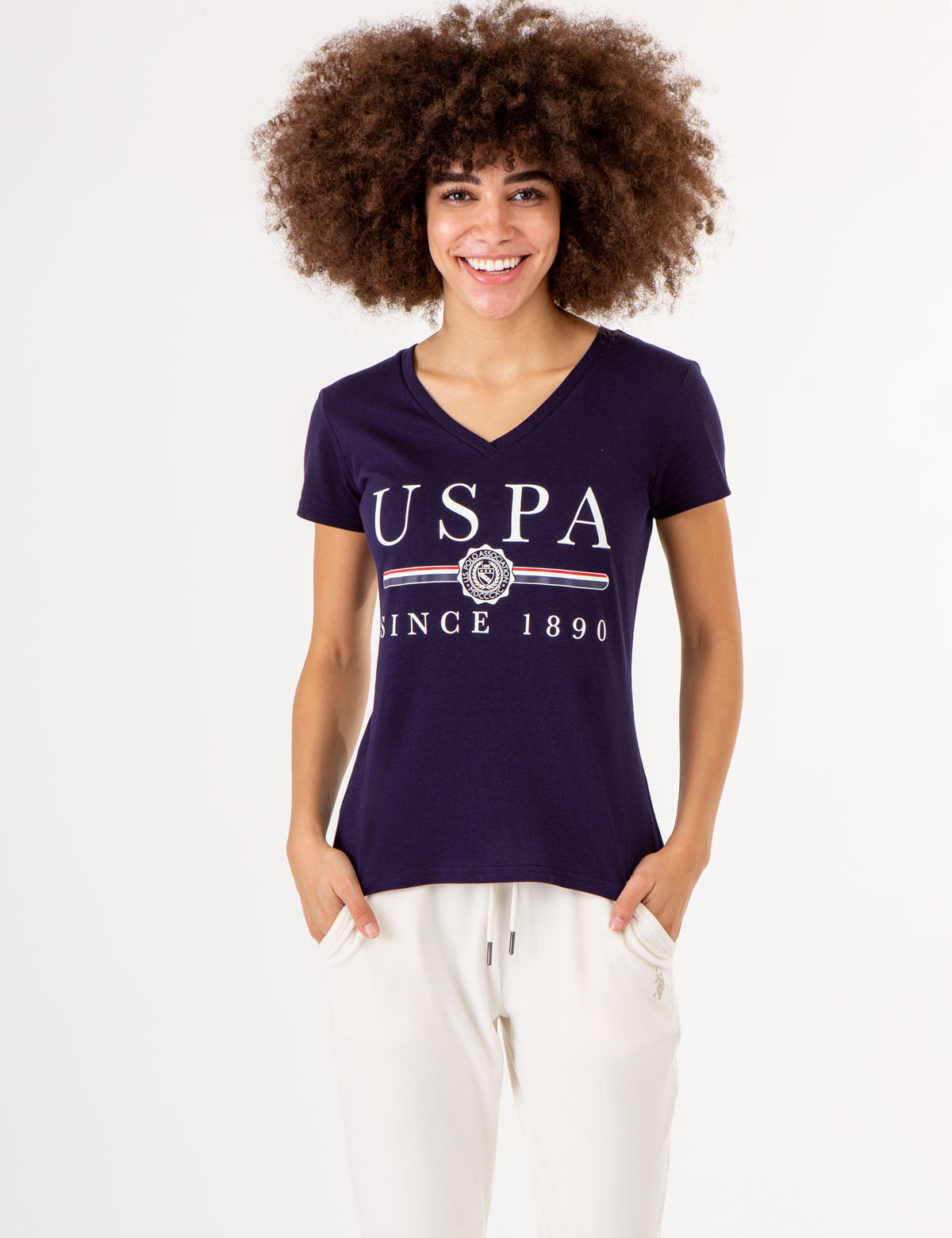 Men's V-Neck T-Shirt with Medallion Detail | USPA Collection