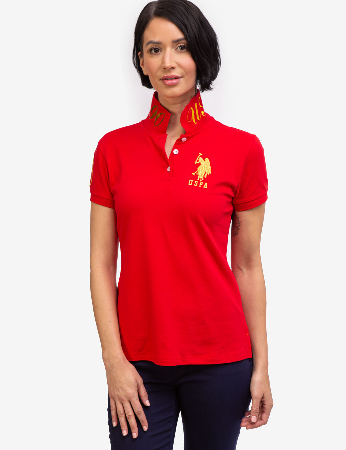 Metallic Print Polo Shirt for Men | USPA