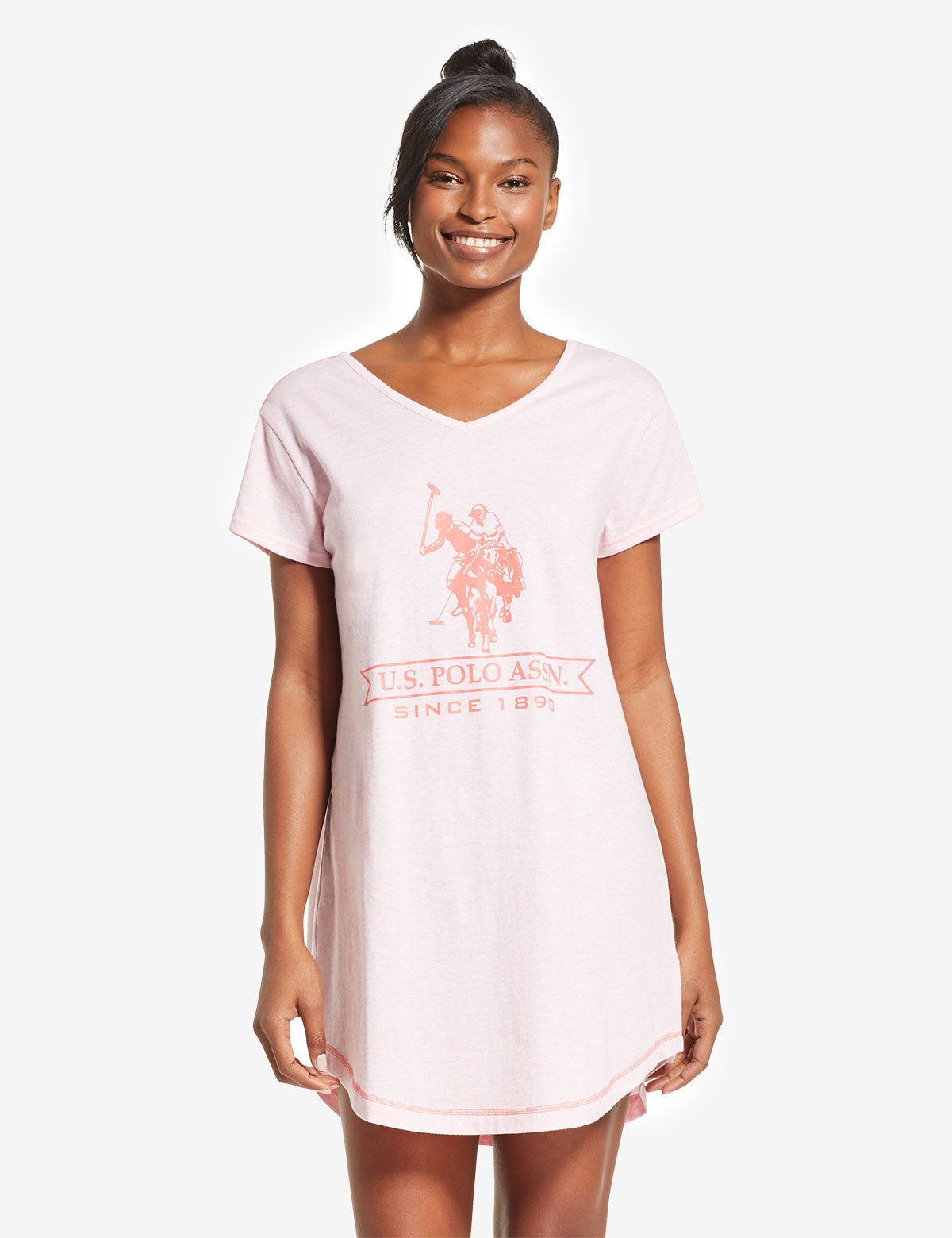 V-Neck Open Back T-Shirt with Printed Logo | USPA Dormshirt