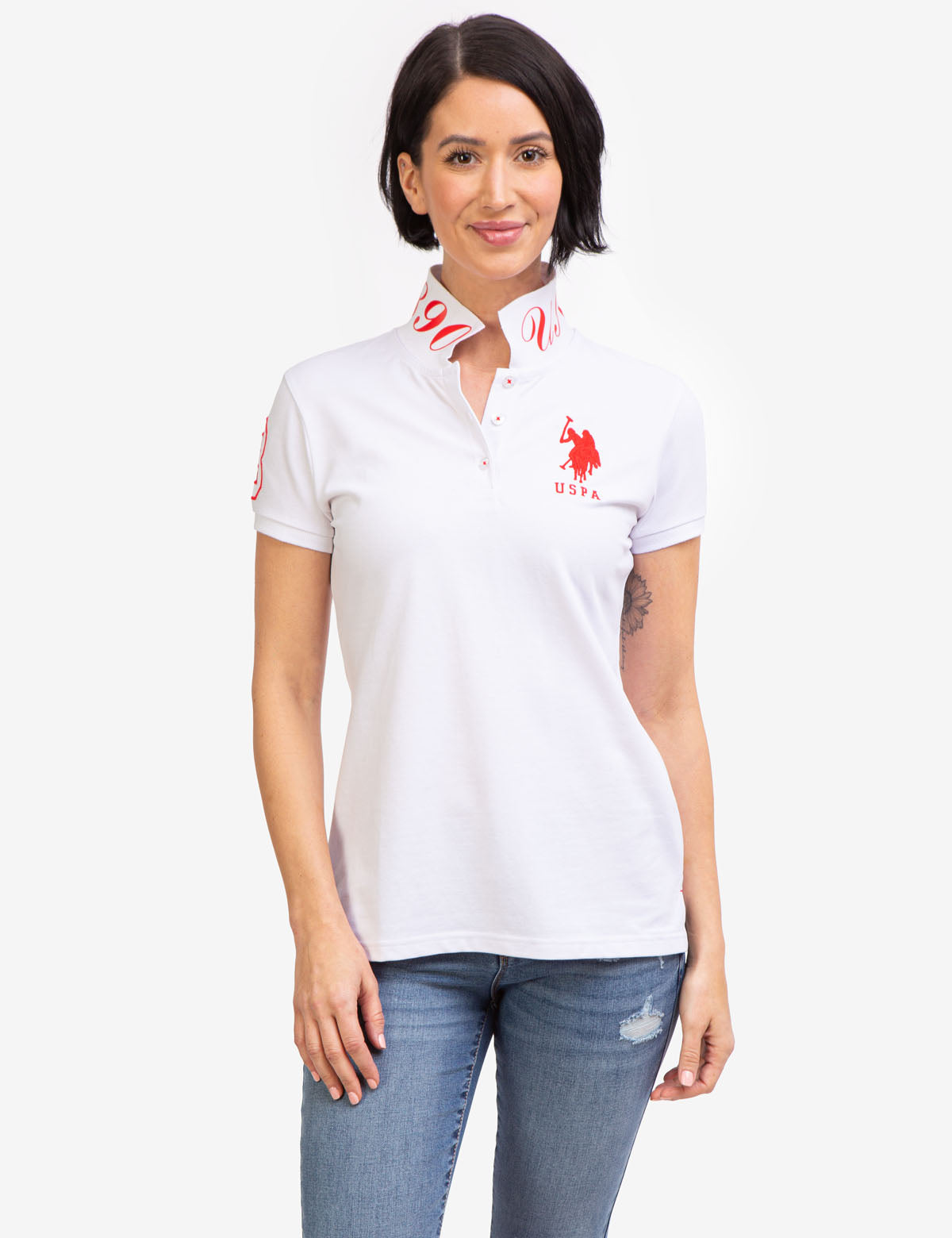 USPA Printed Polo Shirt with Button Placket & Logo | Men's Casual Wear