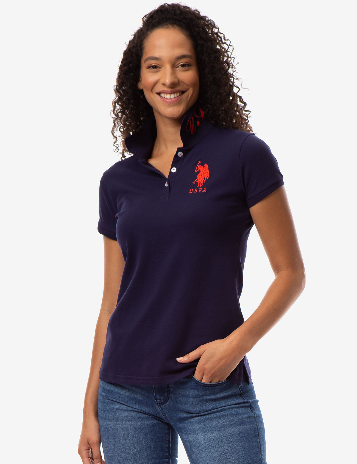 USPA Printed Polo Shirt with Button Placket & Logo | Men's Casual Wear