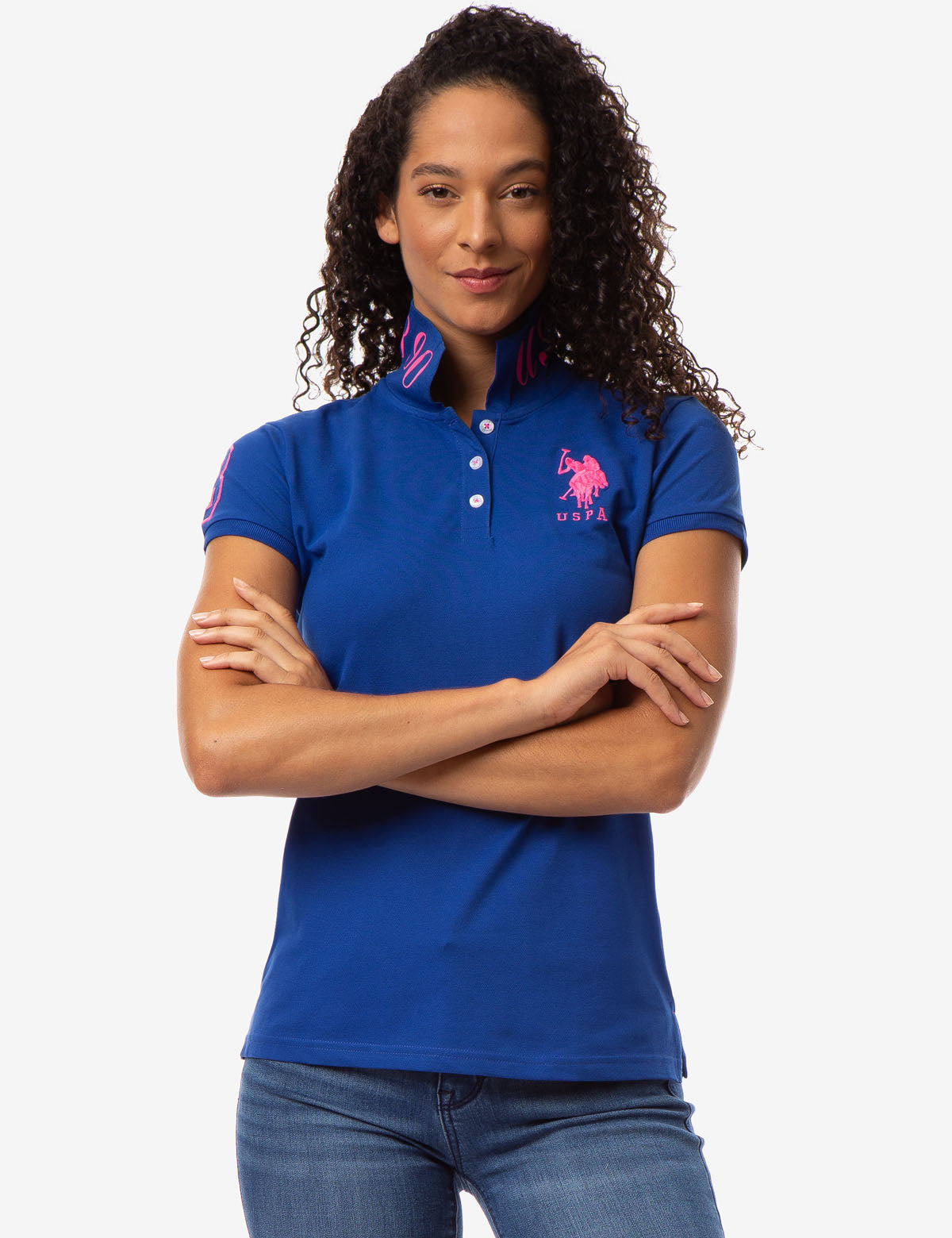USPA Printed Polo Shirt with Button Placket & Logo | Men's Casual Wear