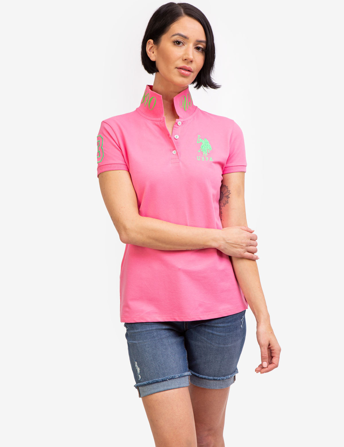 USPA Printed Polo Shirt with Button Placket & Logo | Men's Casual Wear