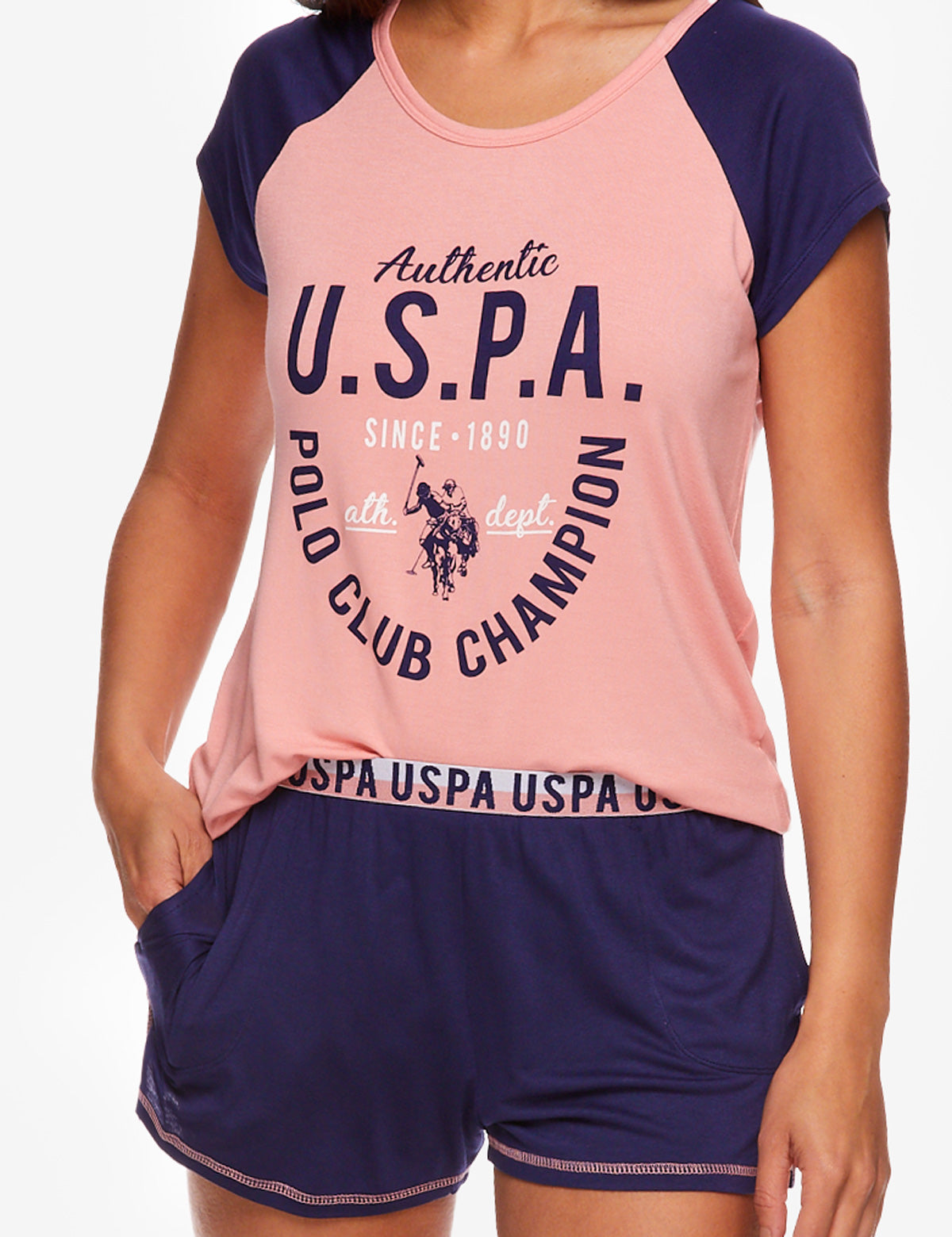 Men's USPA Raglan Sleeve Short Set | Relaxed Fit & Contrast Stitching