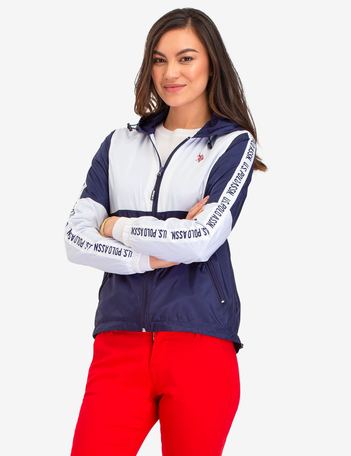 Windbreaker Jacket with Side Taping & Hood | USPA Polo Assn