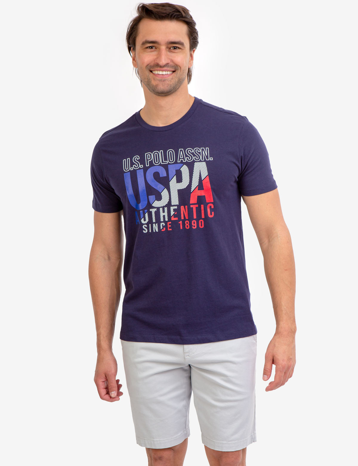 Graphic Print T-Shirt with Crew Neck & Short Sleeves | USPA 1890