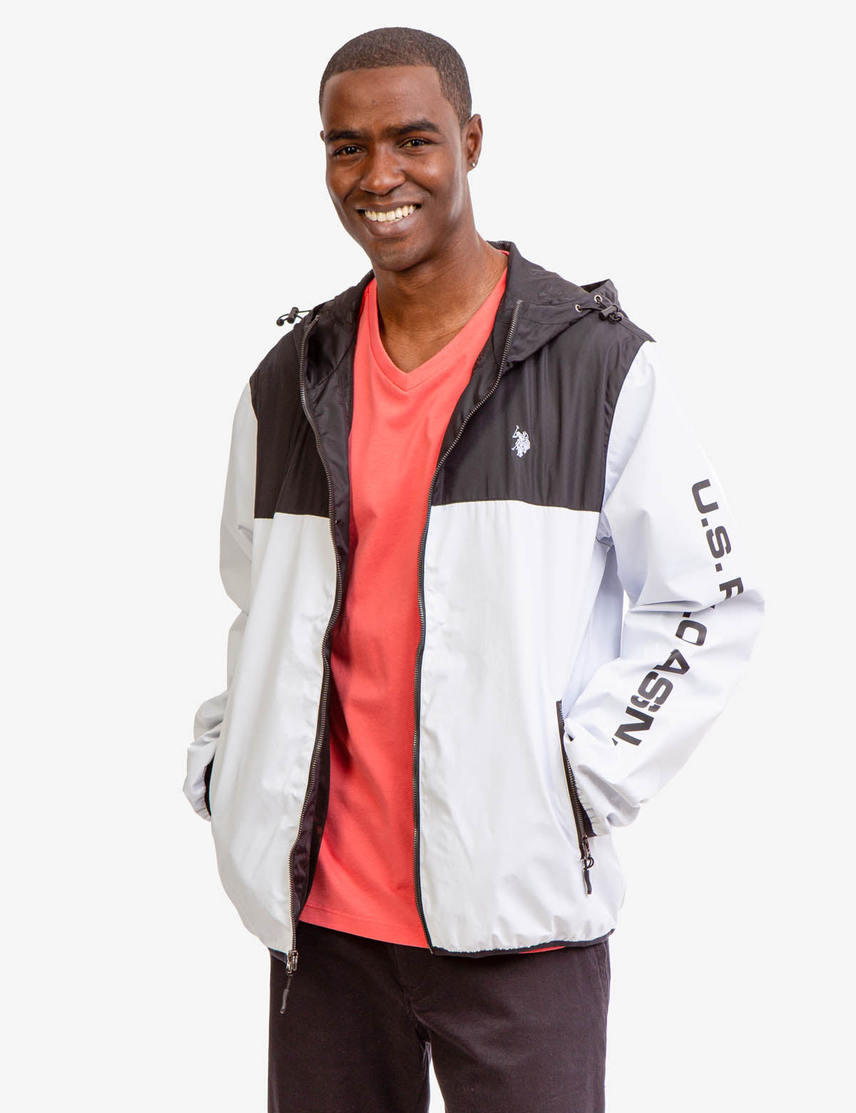 Colorblock Windbreaker with Hood & Front Pockets | USPA Sleeve