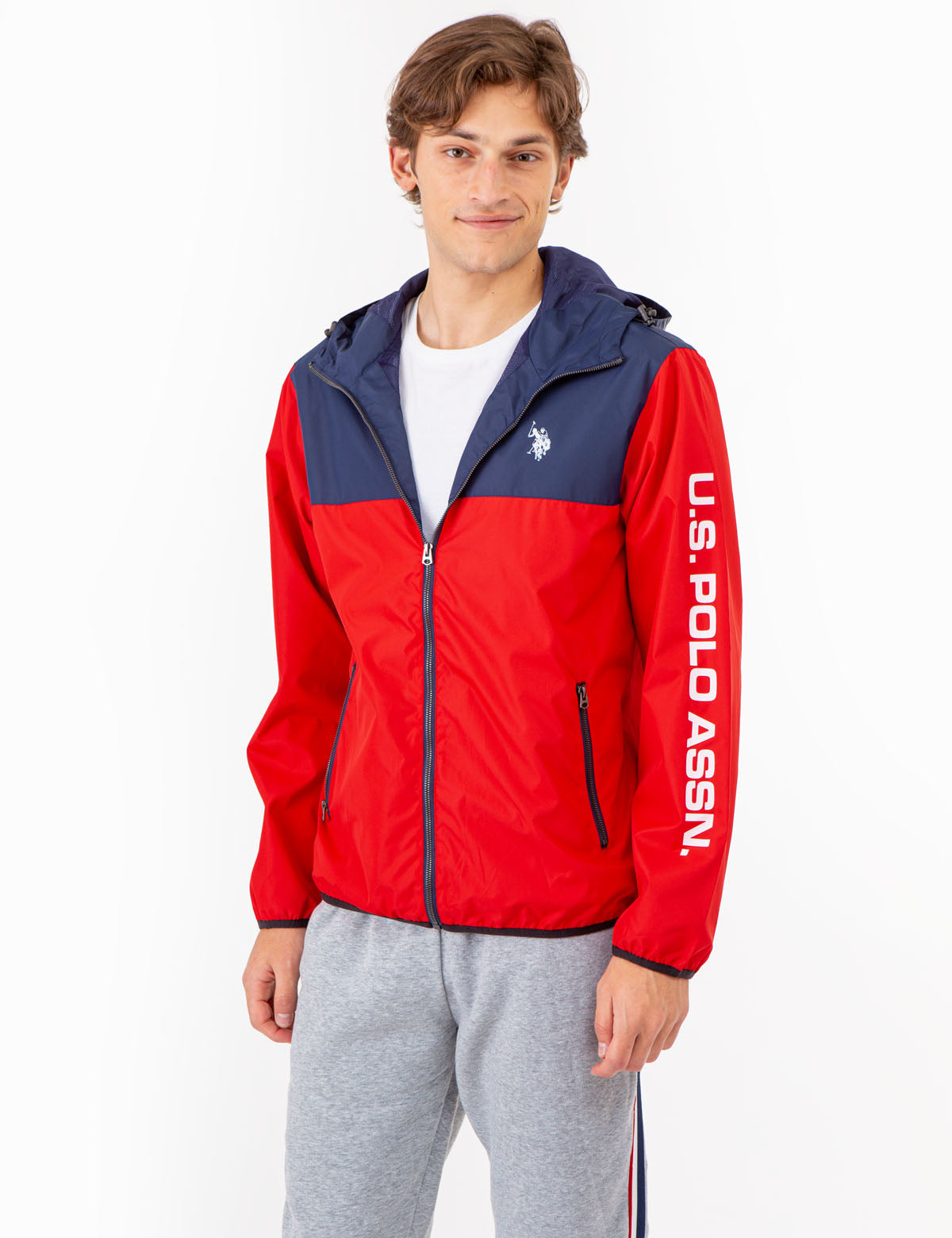 Colorblock Windbreaker with Hood & Front Pockets | USPA Sleeve
