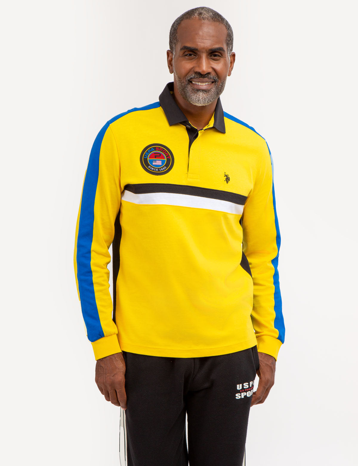 Colorblock Long Sleeve Polo Shirt for Men | USPA Sport