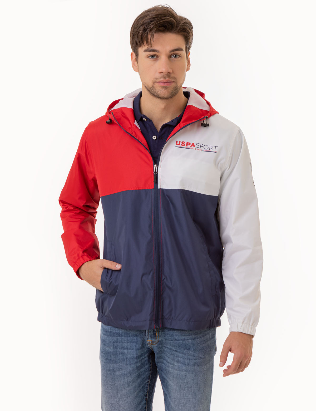 Men's Lightweight Hooded Windbreaker Jacket | USPA Sport