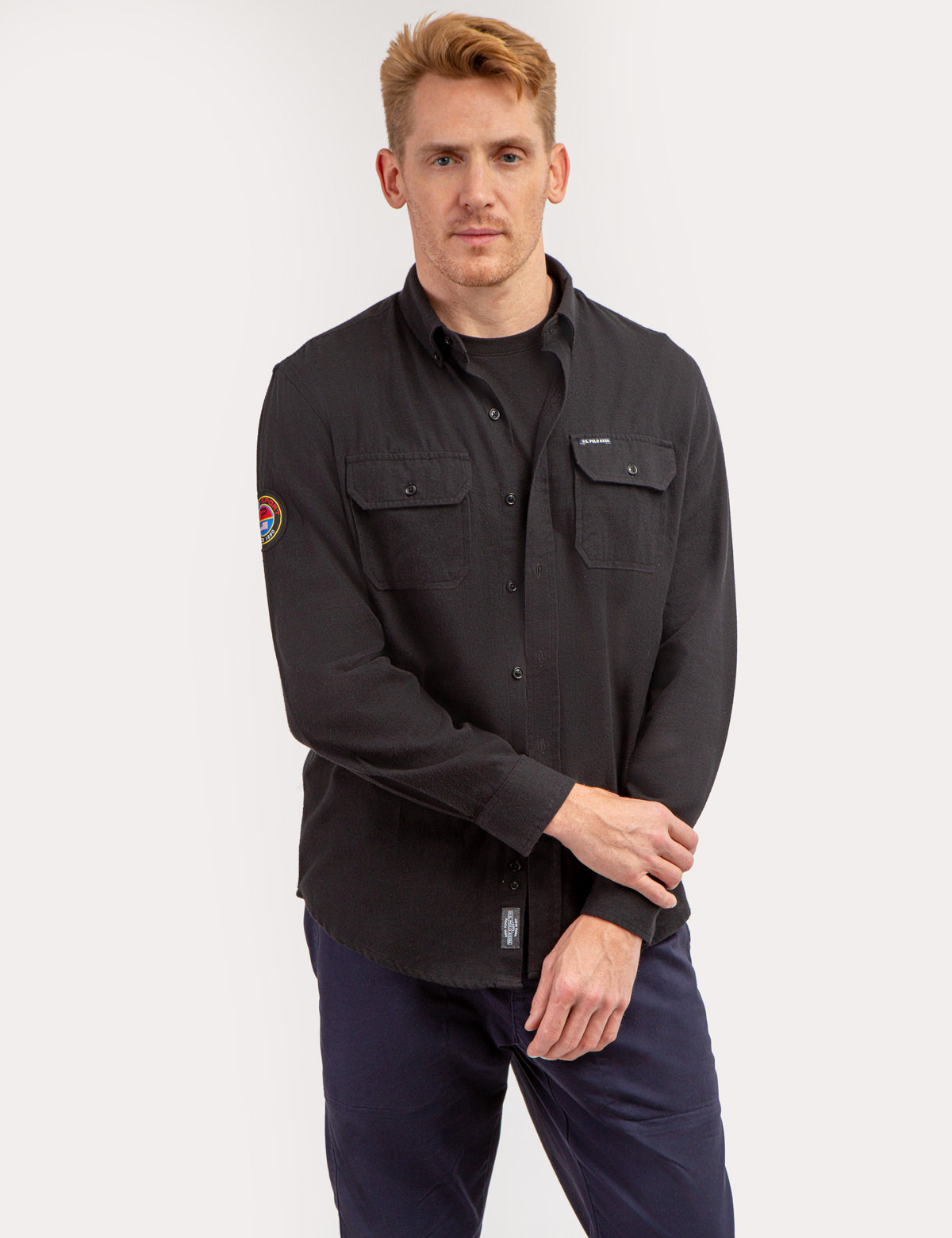 Peached Twill Long Sleeve Shirt with Collar & Patch Pockets | USPA Sport