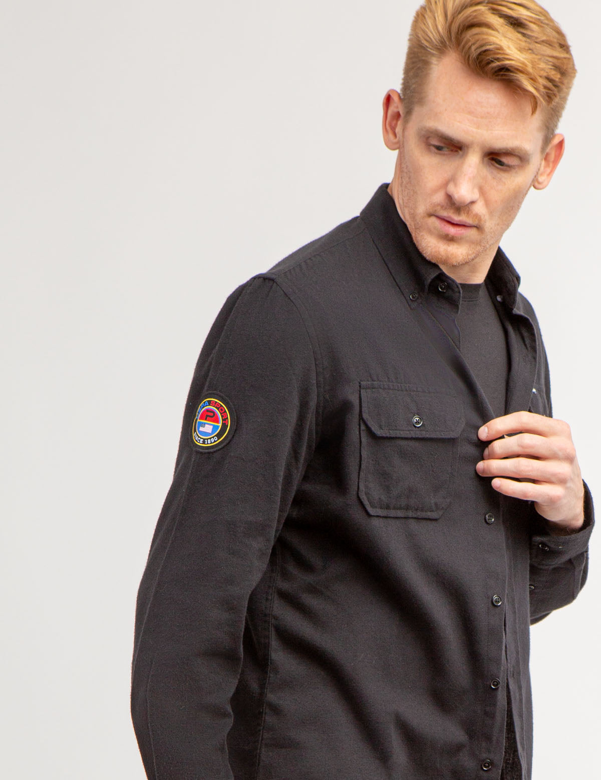 Peached Twill Long Sleeve Shirt with Collar & Patch Pockets | USPA Sport