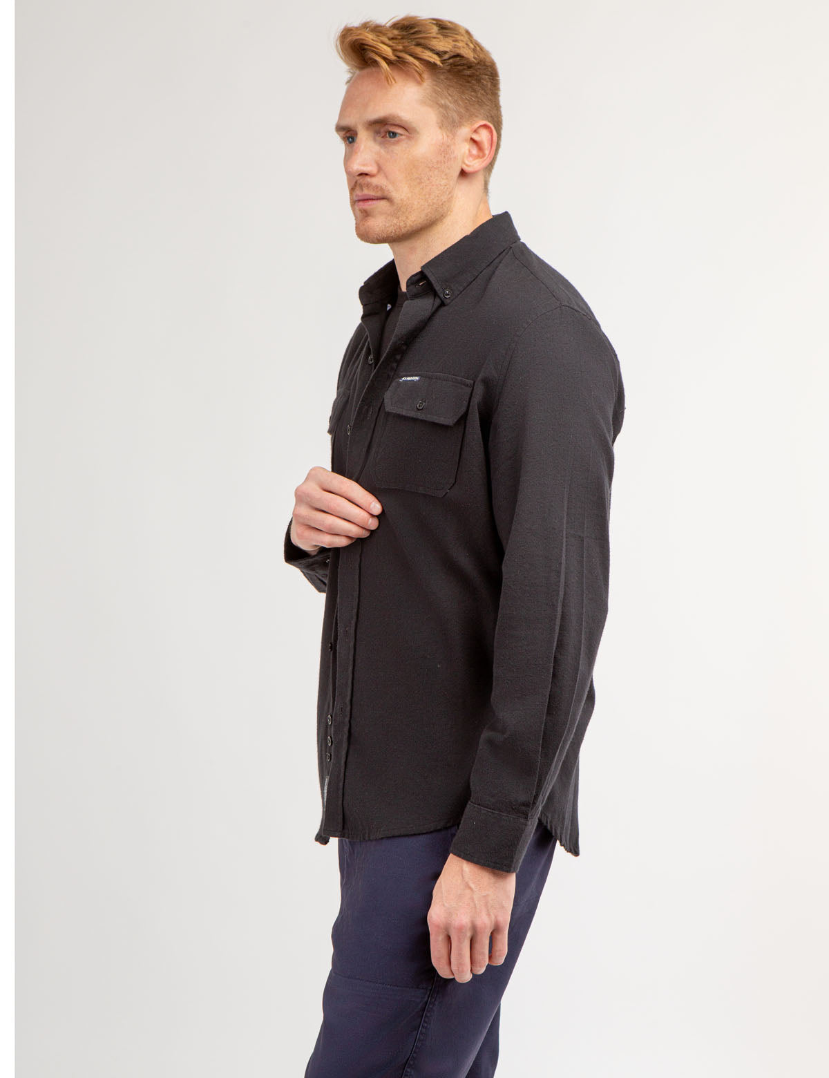 Peached Twill Long Sleeve Shirt with Collar & Patch Pockets | USPA Sport