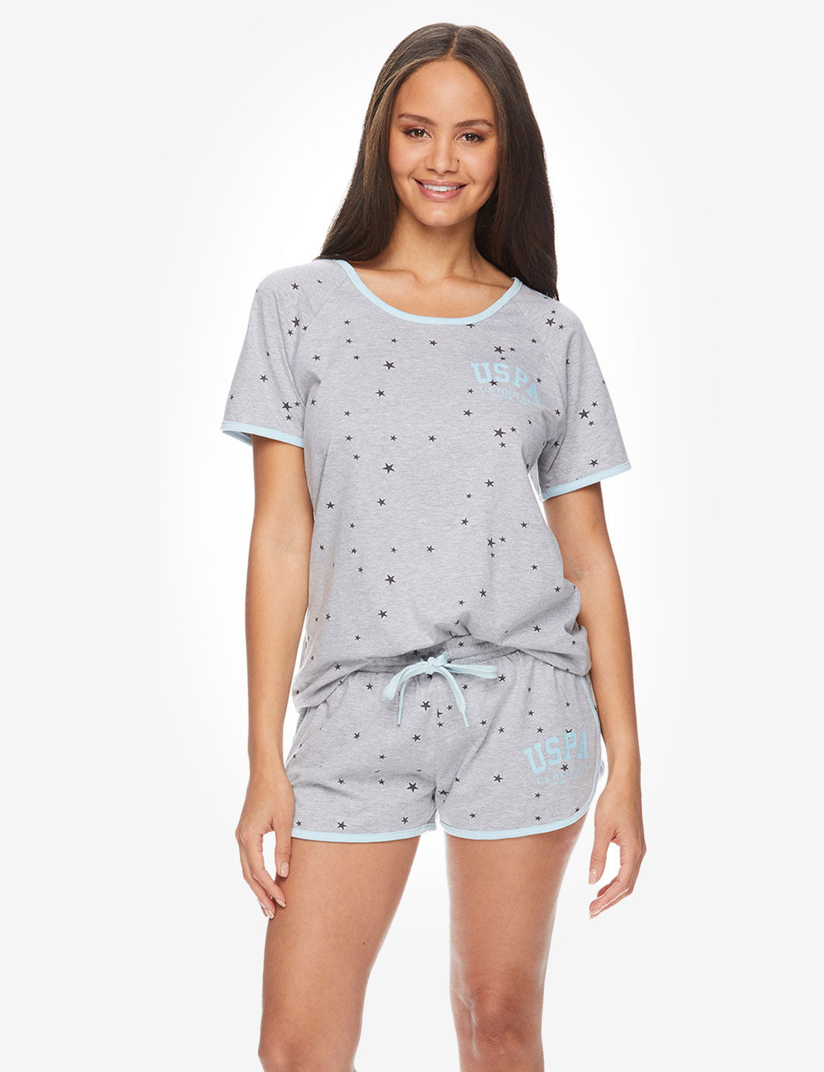 Star Print Shorts Set with Contrast Design | USPA