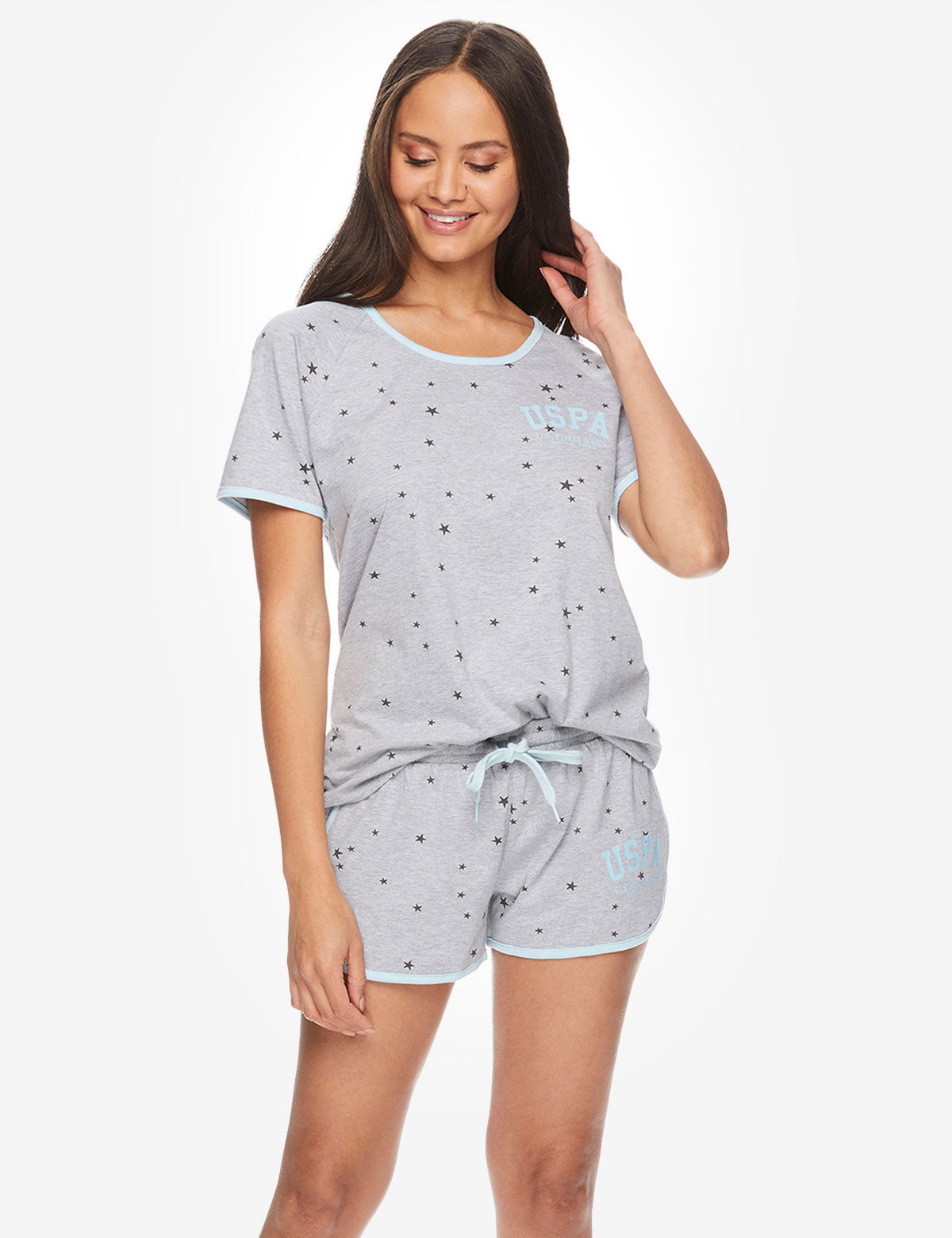 Star Print Shorts Set with Contrast Design | USPA