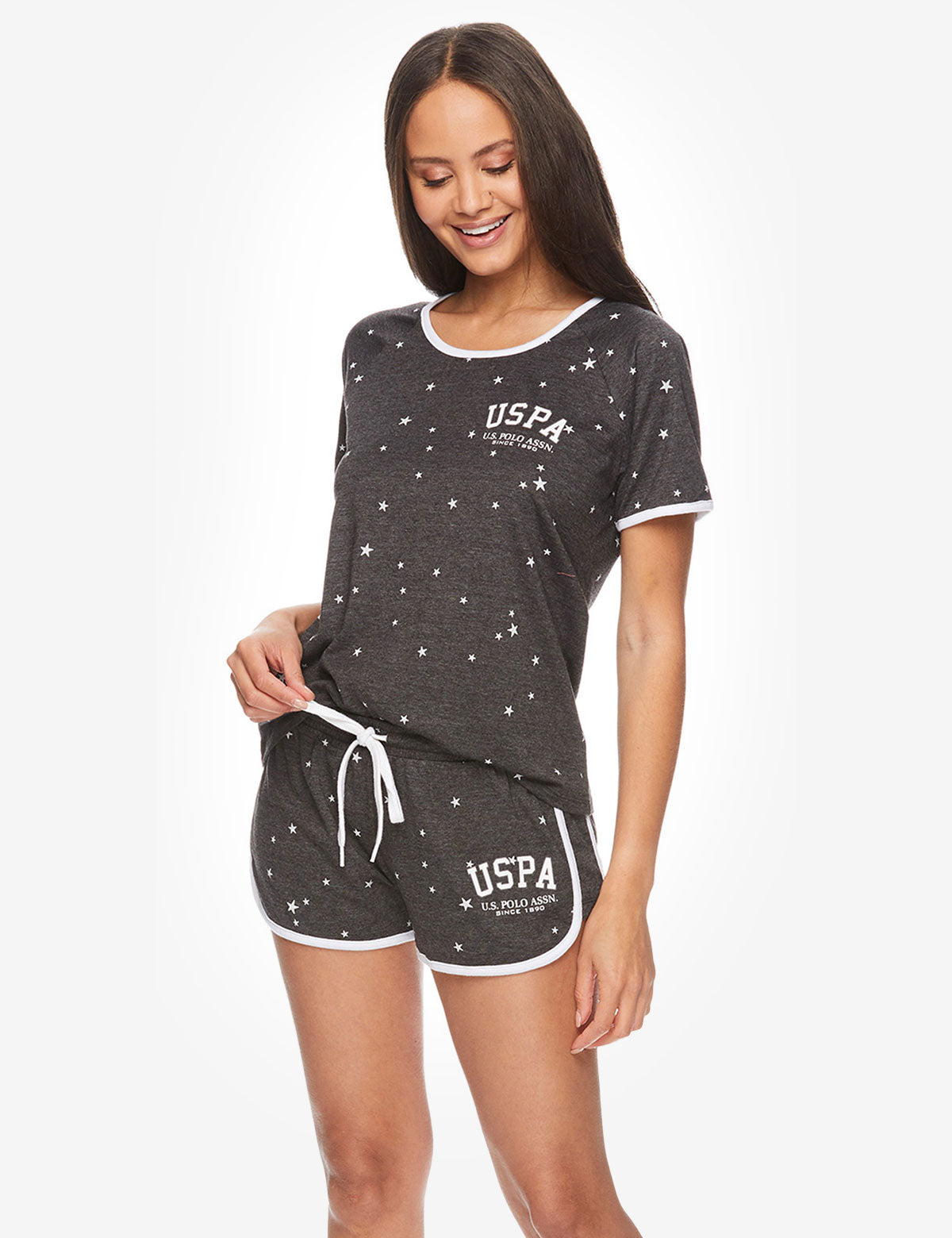 Star Print Shorts Set with Contrast Design | USPA