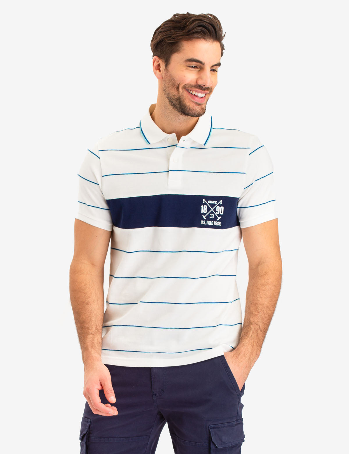 Striped Polo Shirt with Logo | USPA Men's Casual Wear