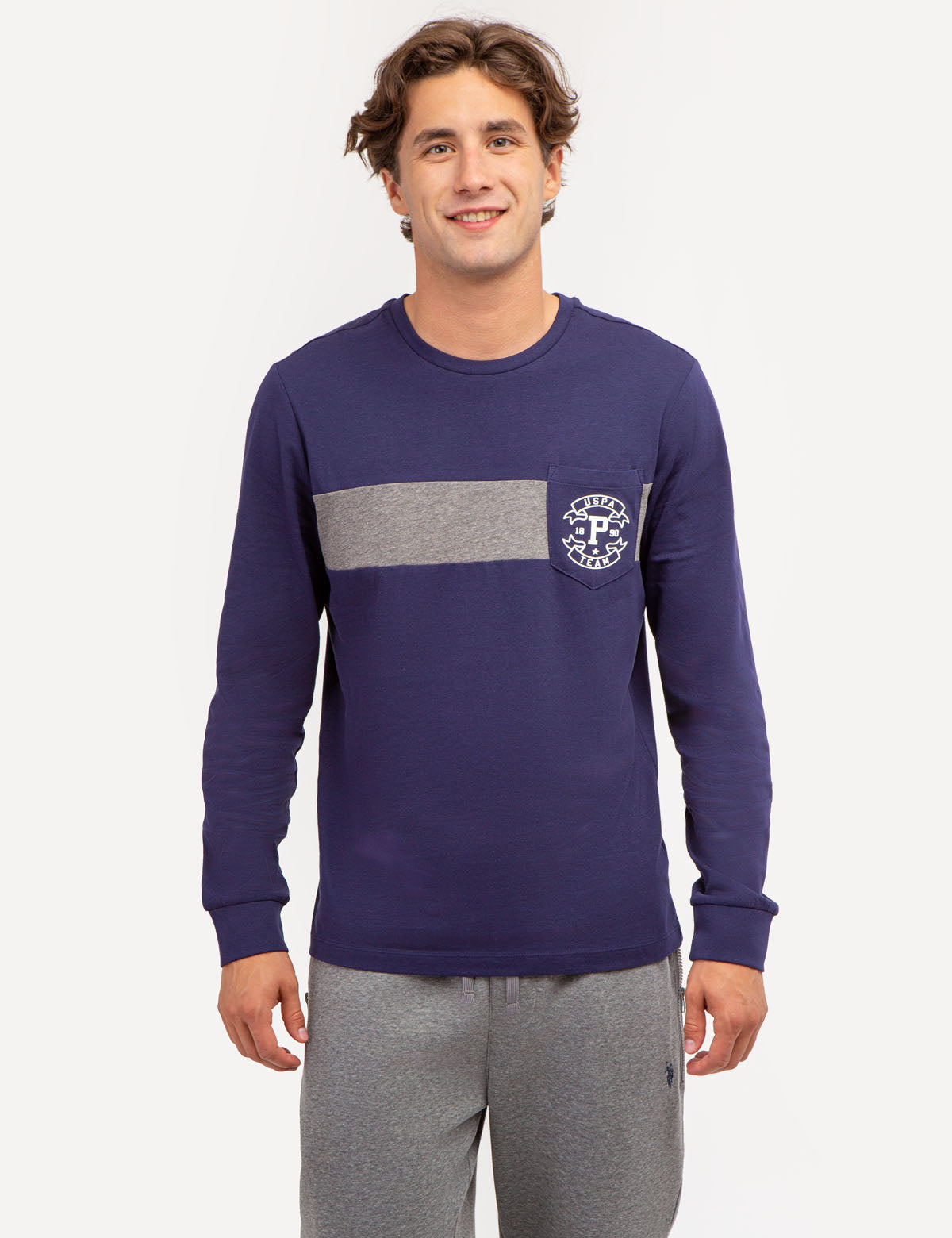 Colorblock Long Sleeve T-Shirt for Men | USPA Team