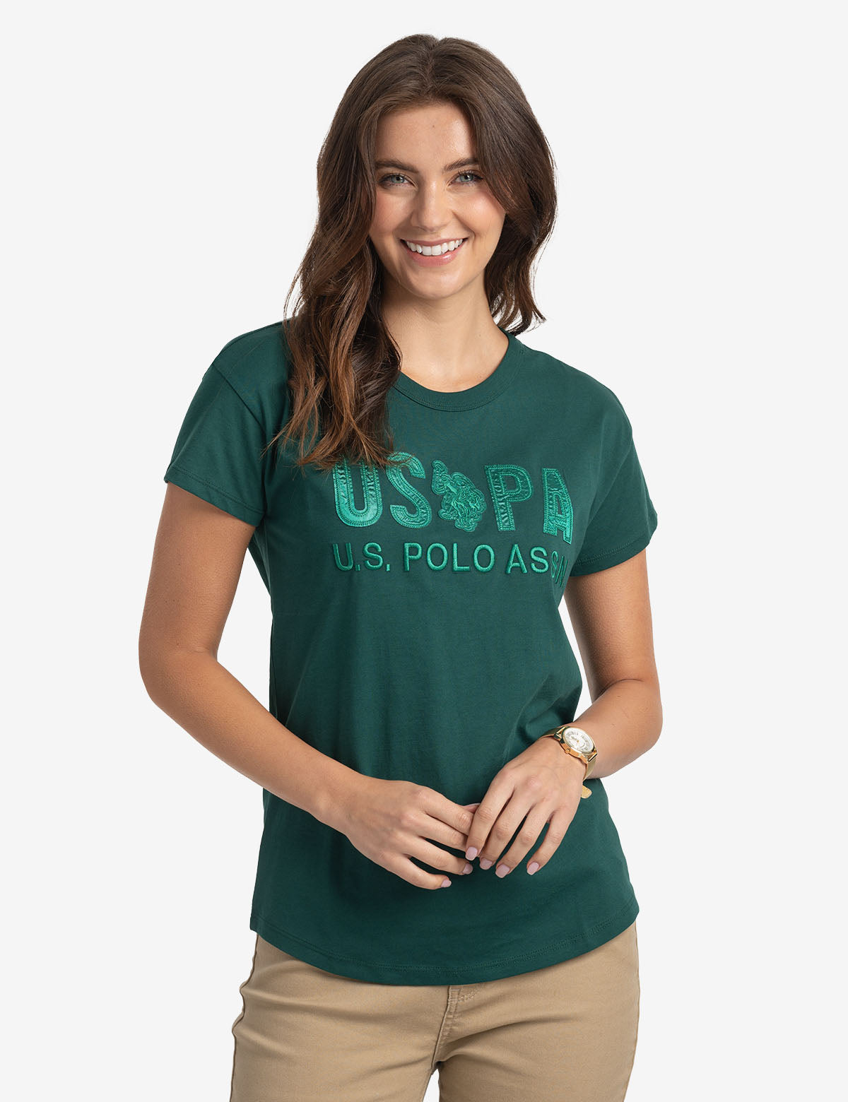 Tonal Dropped Shoulder T-Shirt with Applique | USPA