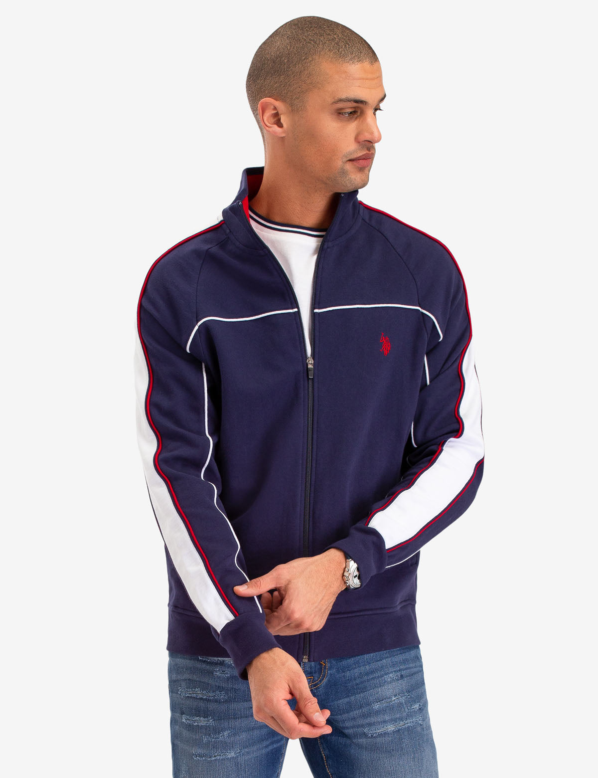 Men's USPA Track Jacket with Piping & Front Pockets | Sportswear
