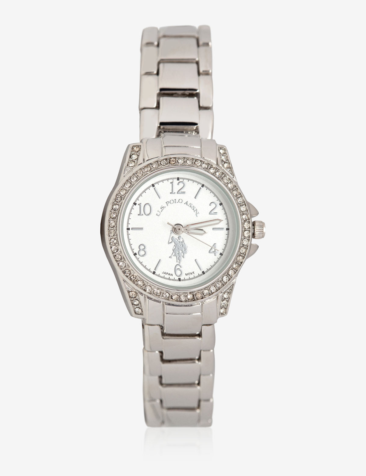 Women's Silver Tone & Rhinestone Watch with Adjustable Strap | USPA