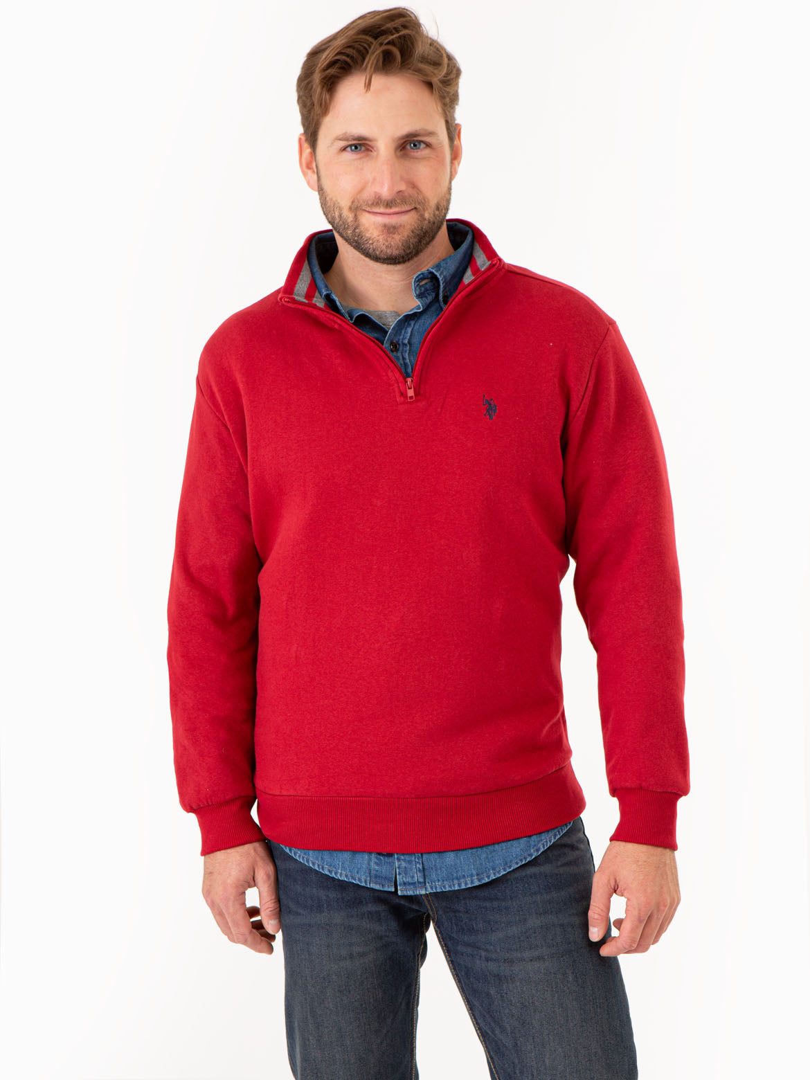 1/4 Zip Mock Neck Pullover Sweater | Yarn-Dye Stripe