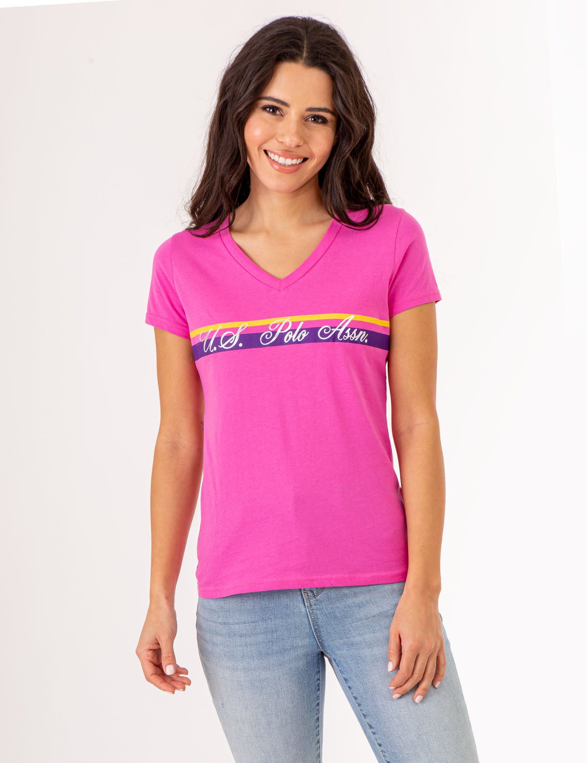 V-Neck Graphic T-Shirt with Stripe Foil Detail | Casual Wear