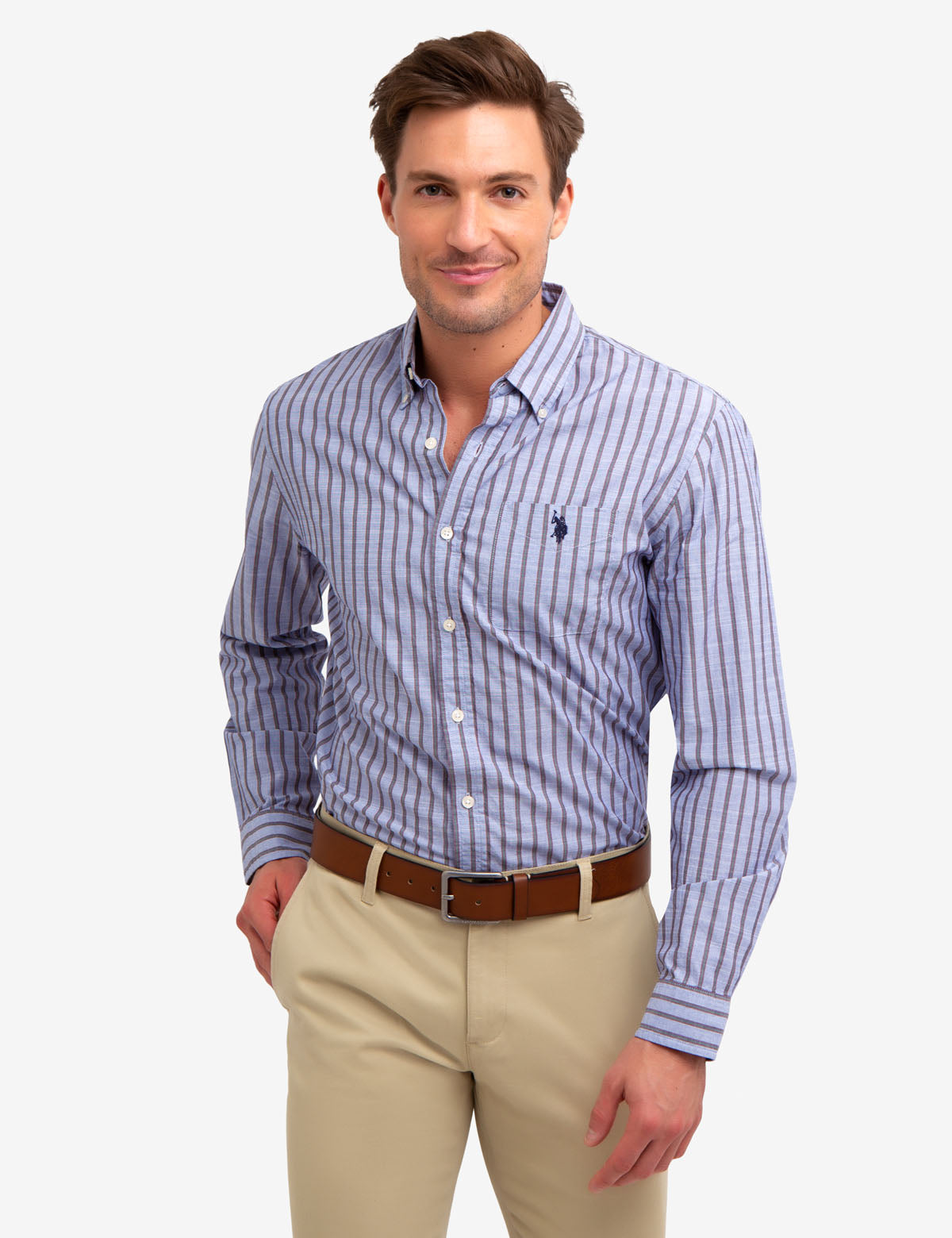 Vertical Striped Dobby Shirt | Classic Fit & Machine Washable