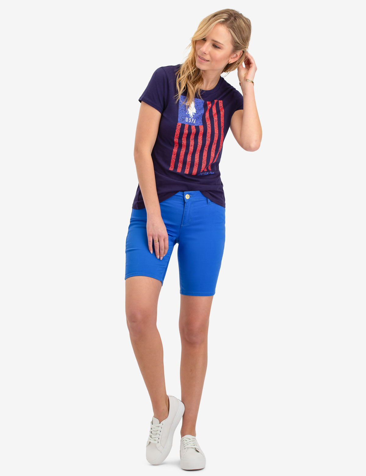 Vertical Flag Graphic T-Shirt with Scoop Neck | Short Sleeves
