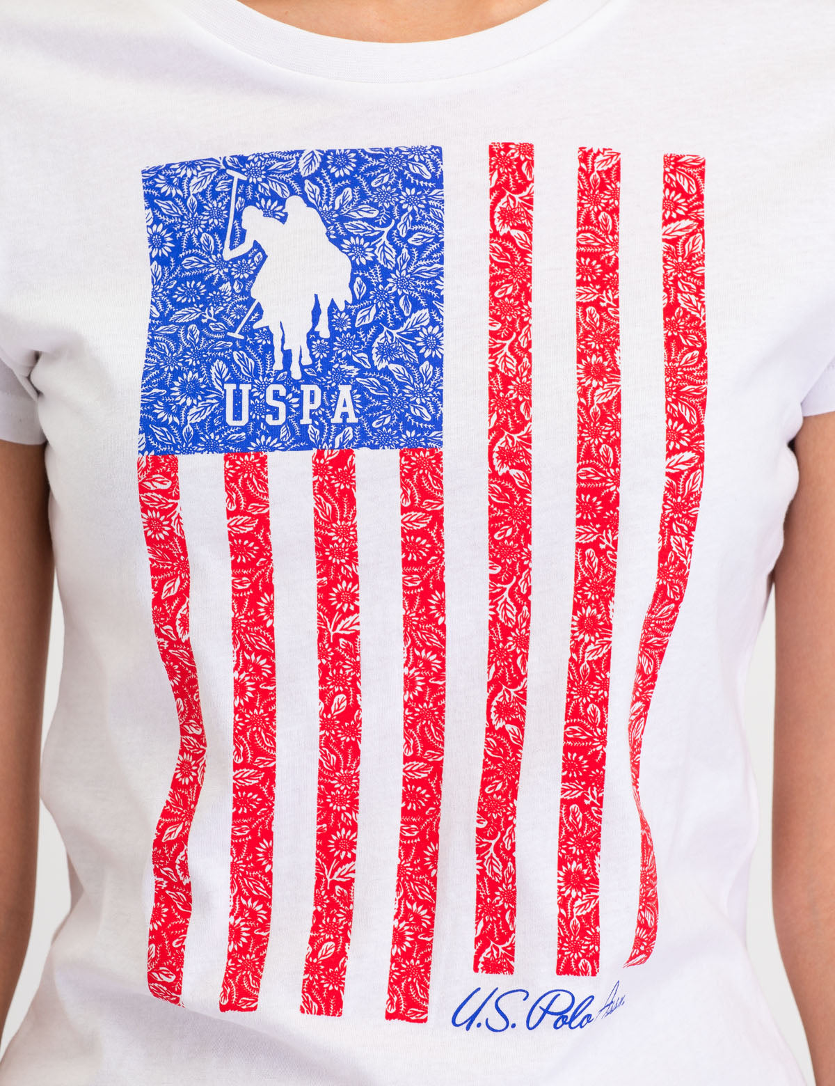 Vertical Flag Graphic T-Shirt with Scoop Neck | Short Sleeves