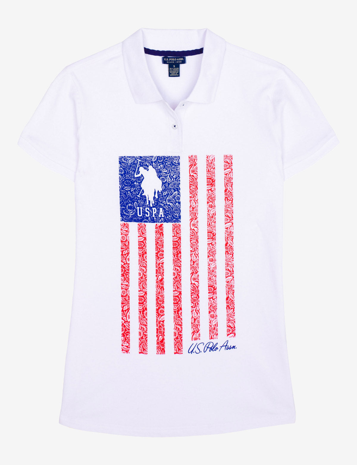 Vertical Flag Polo Shirt with Two-Button Placket | Short Sleeves