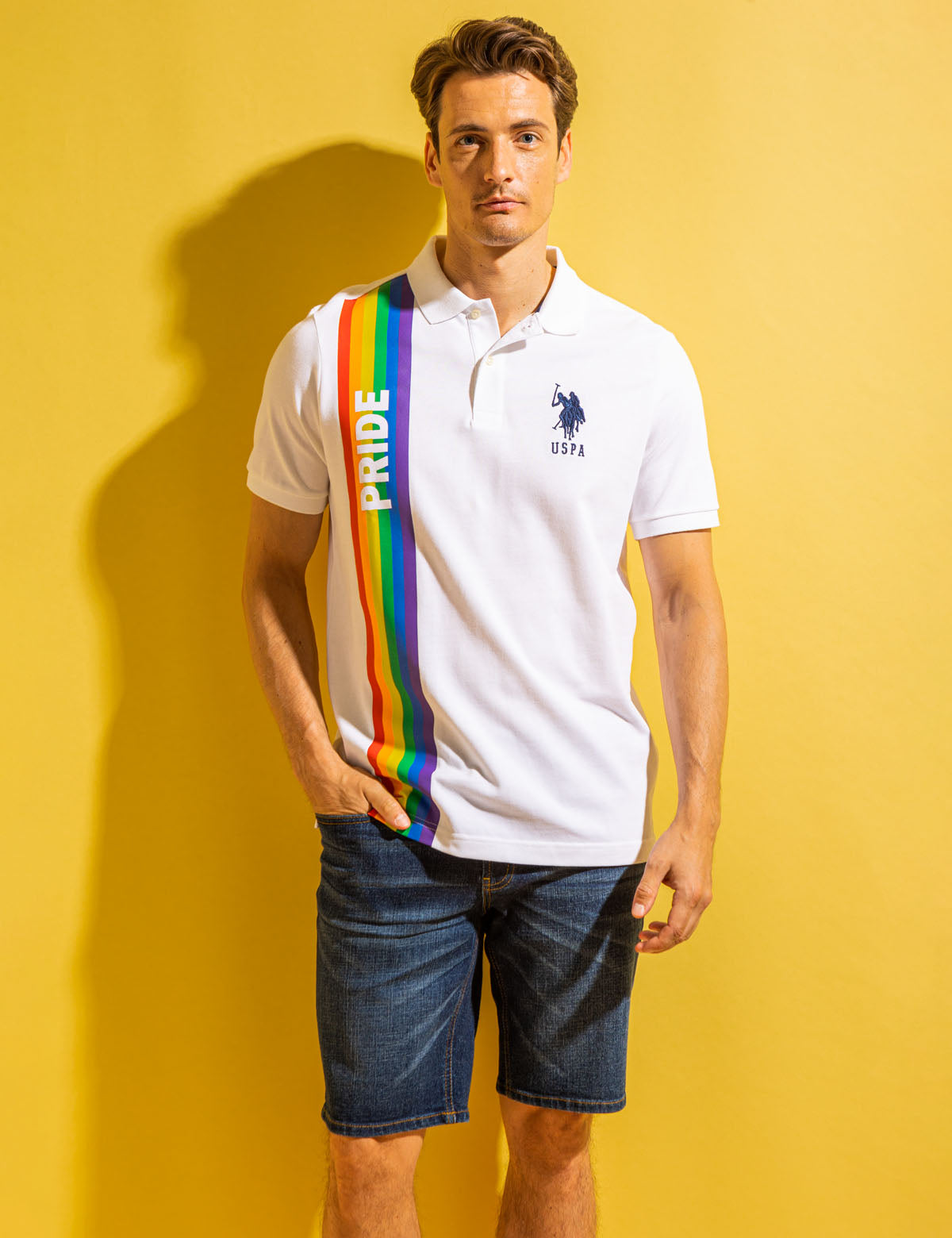 Vertical Pride Graphic Polo Shirt | 100% Cotton with Embroidered Logo
