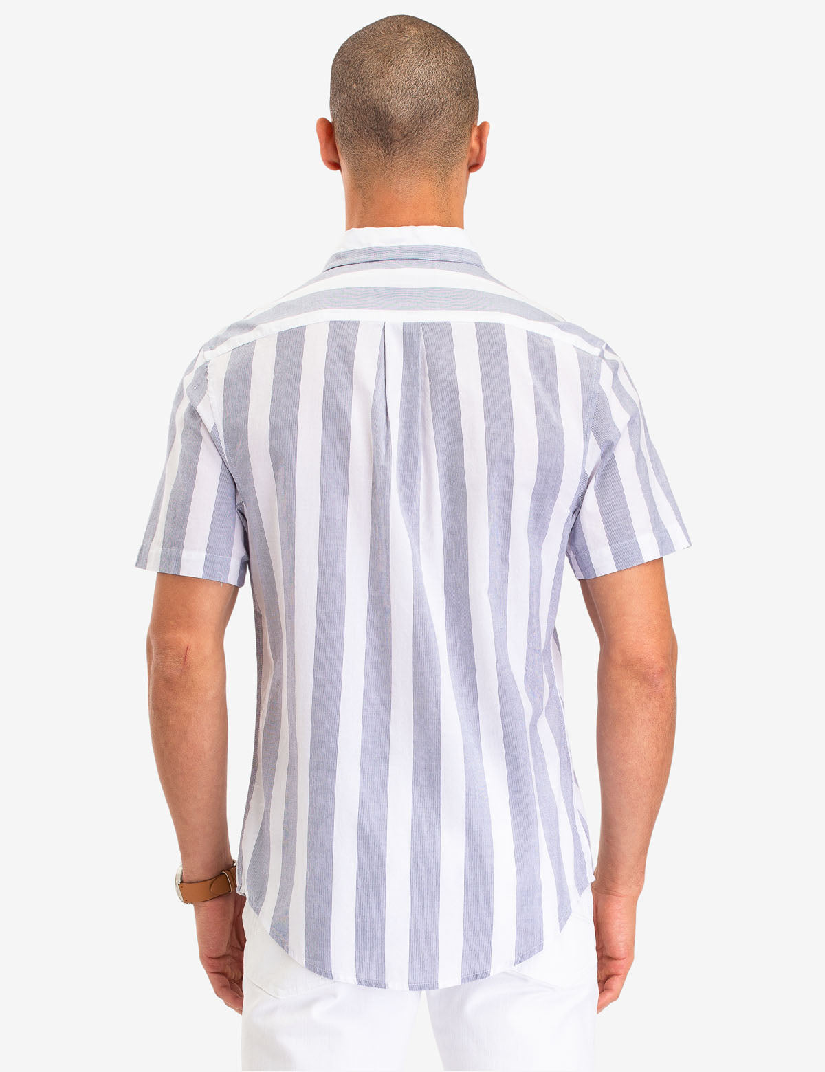 Retro Stripe Short Sleeve Shirt | Button-Up Cotton Casual Wear