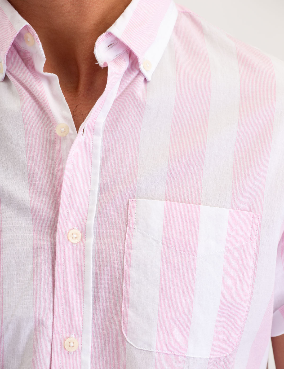 Retro Stripe Short Sleeve Shirt | Button-Up Cotton Casual Wear