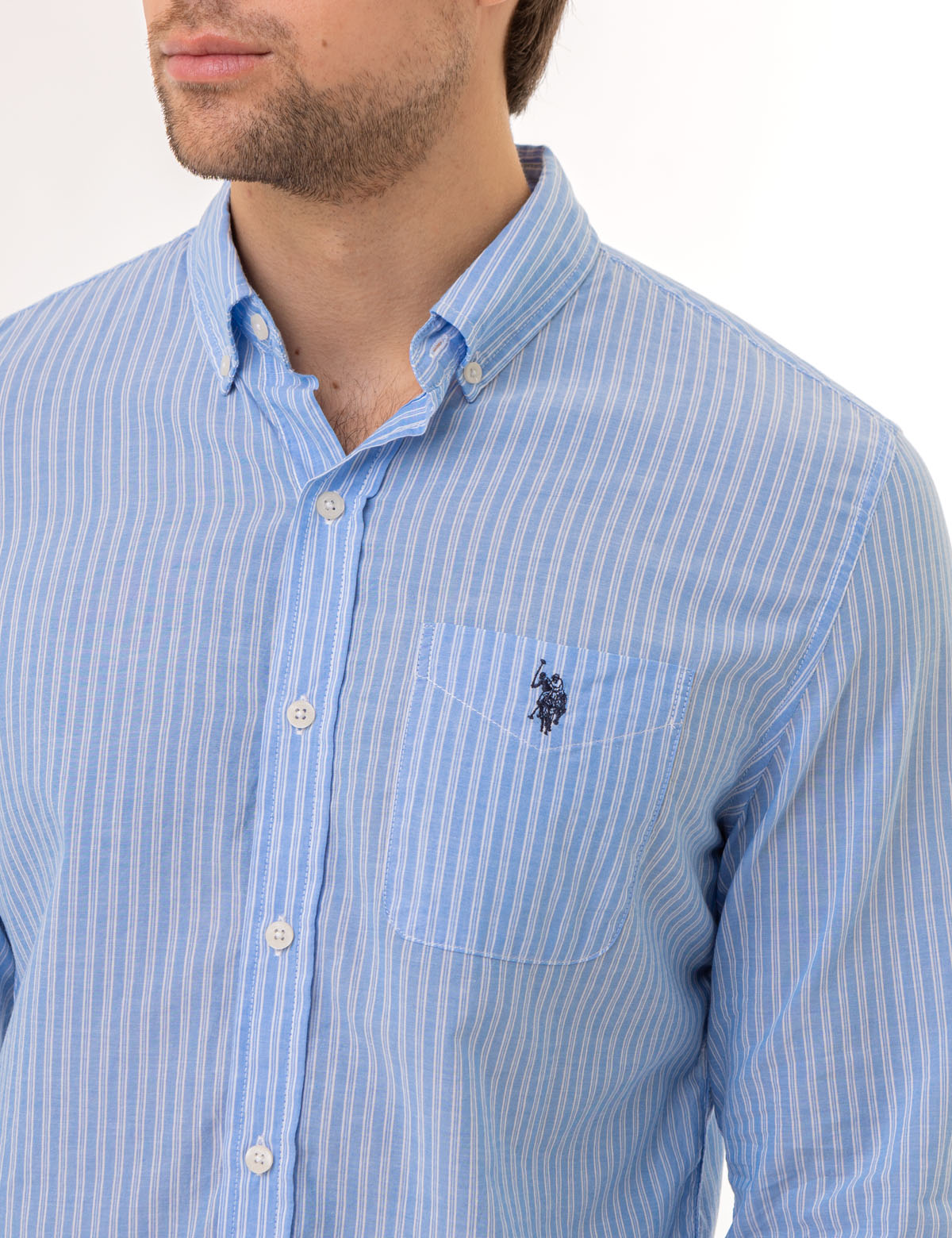 Vertical Stripe Long Sleeve Woven Shirt for Men | Casual Office Wear